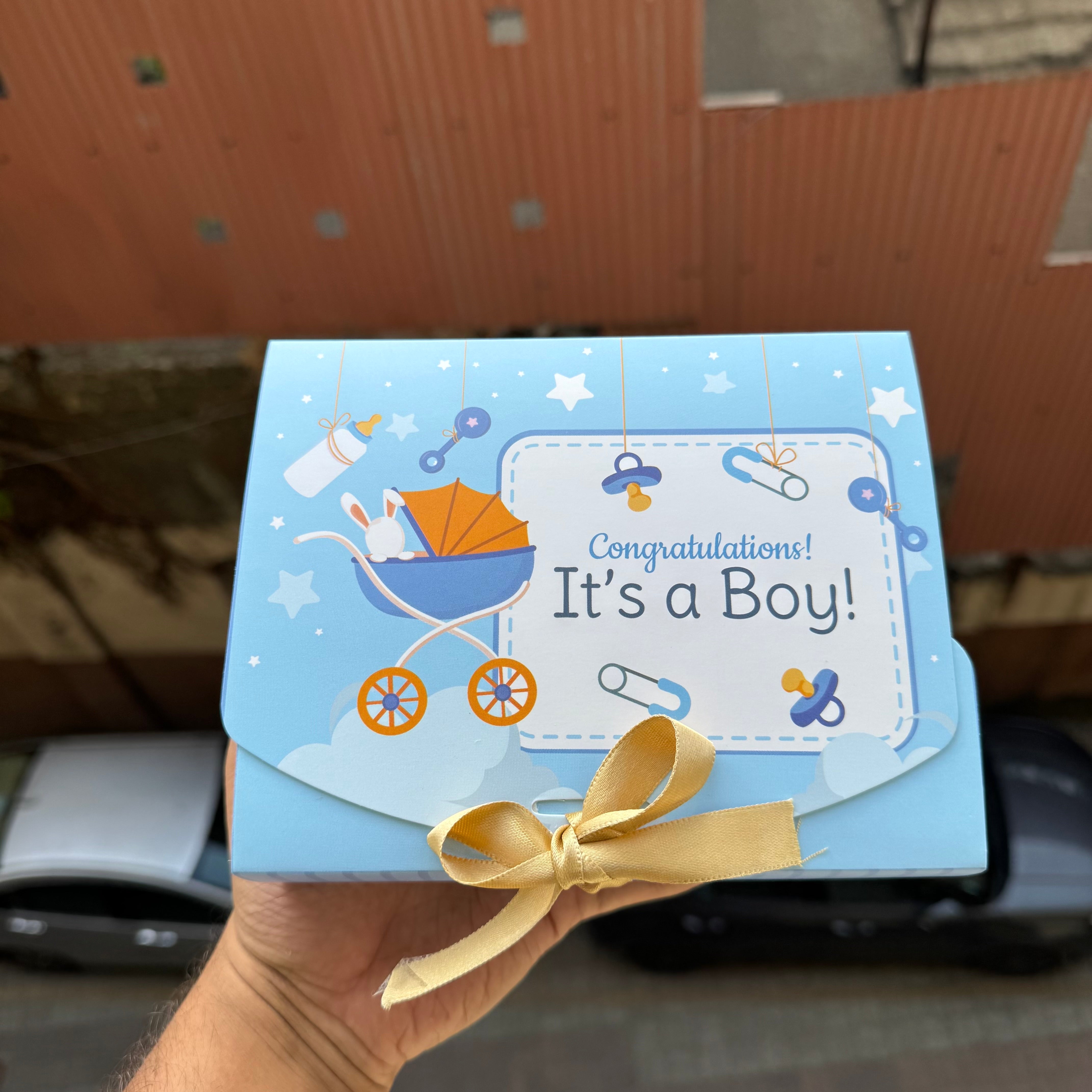 Baby Boy Announcement Hamper Box