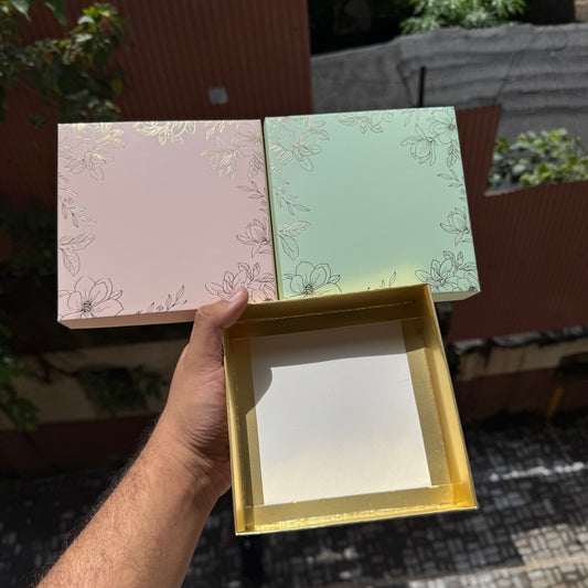 Pastel Petals Collection - 9 Cavity Size 4 Brownie Box Peach (10pc) Top Bottom