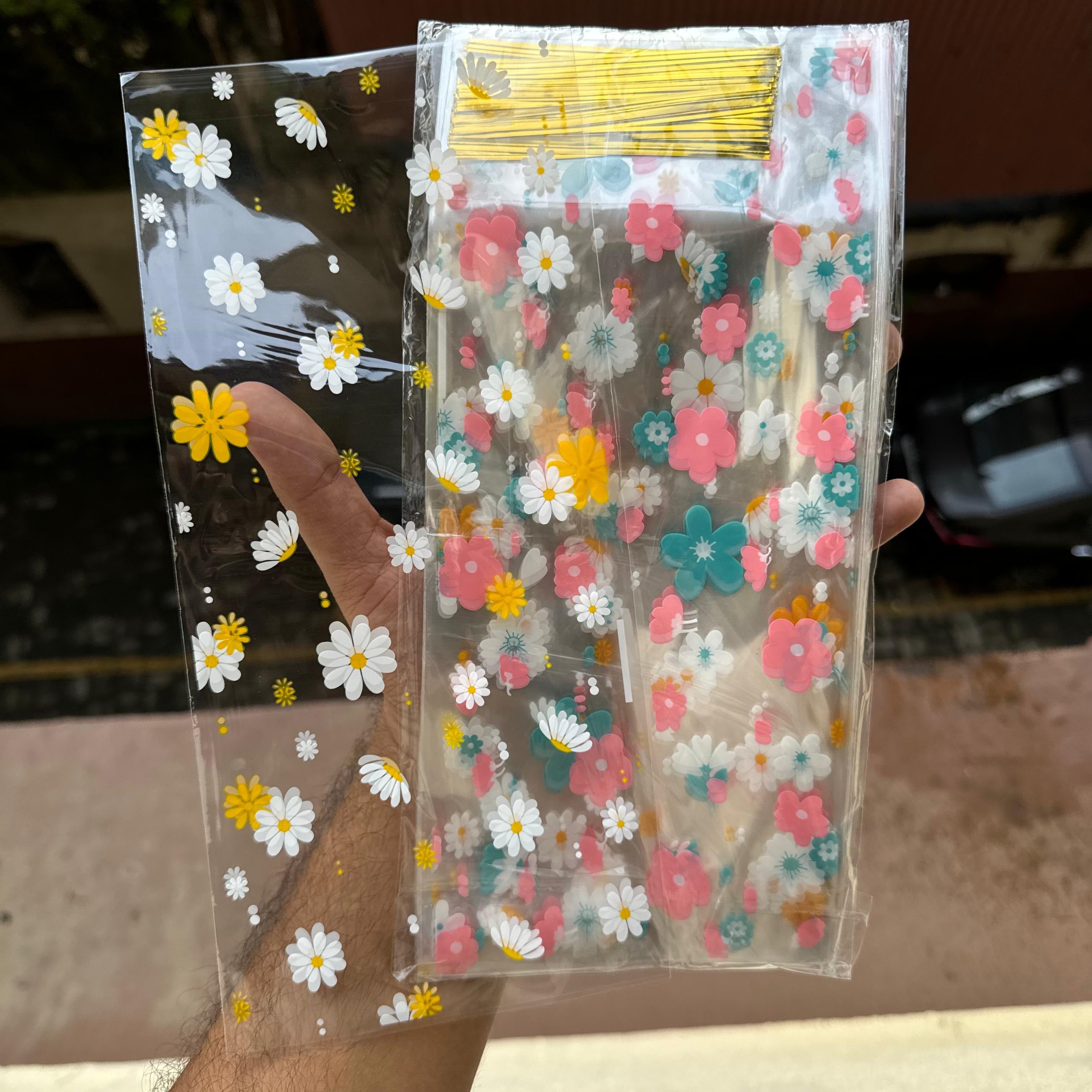 Cookie Pouch - Long Floral Bags With Twistie (50pcs)