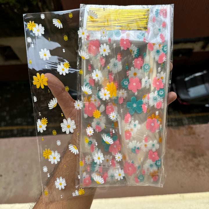 Cookie Pouch - Long Floral Bags With Twistie (50pcs)