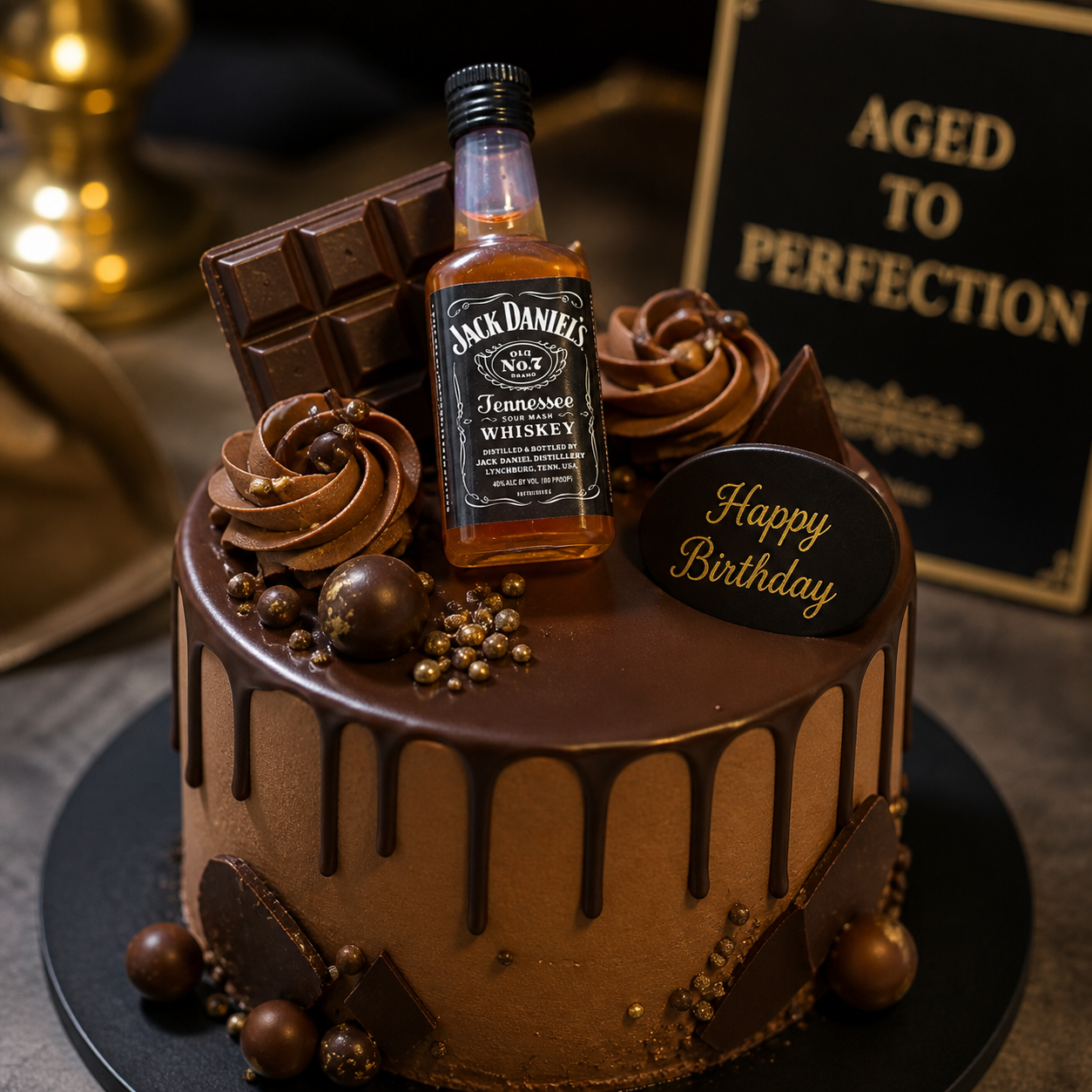 Whiskey Theme Cake Topper – Mini Dummy Alcohol Bottle