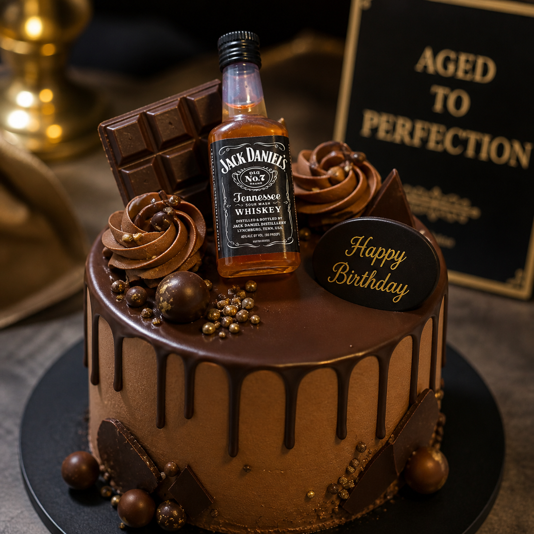 Whiskey Theme Cake Topper – Mini Dummy Alcohol Bottle
