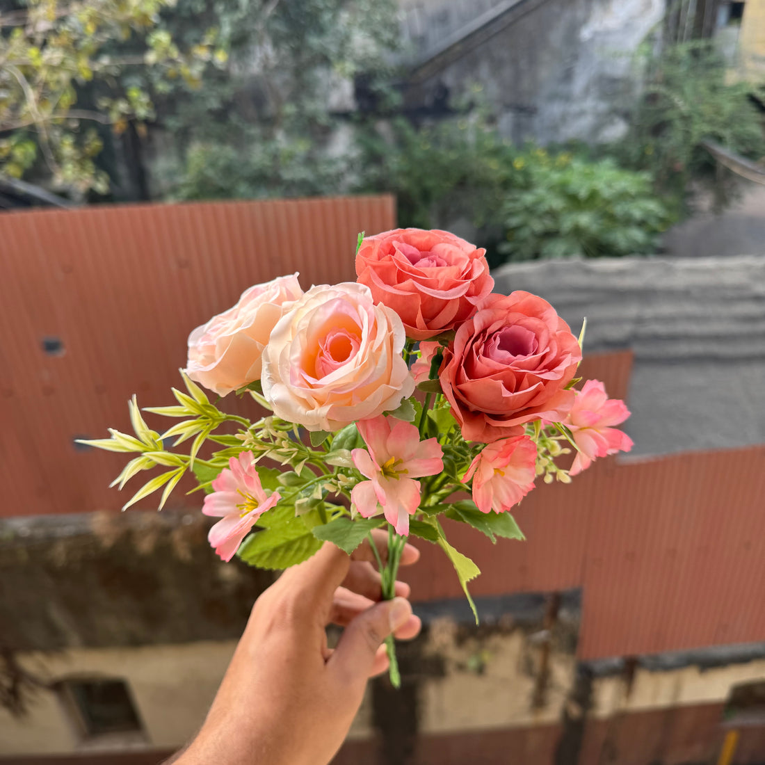 Artificial Flower Bunch With Stem and Leaves (1pc) #480