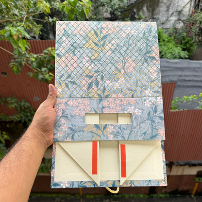 Premium Aesthetic Floral Print Collapsible Hamper Box with Gold Foiling Detailing