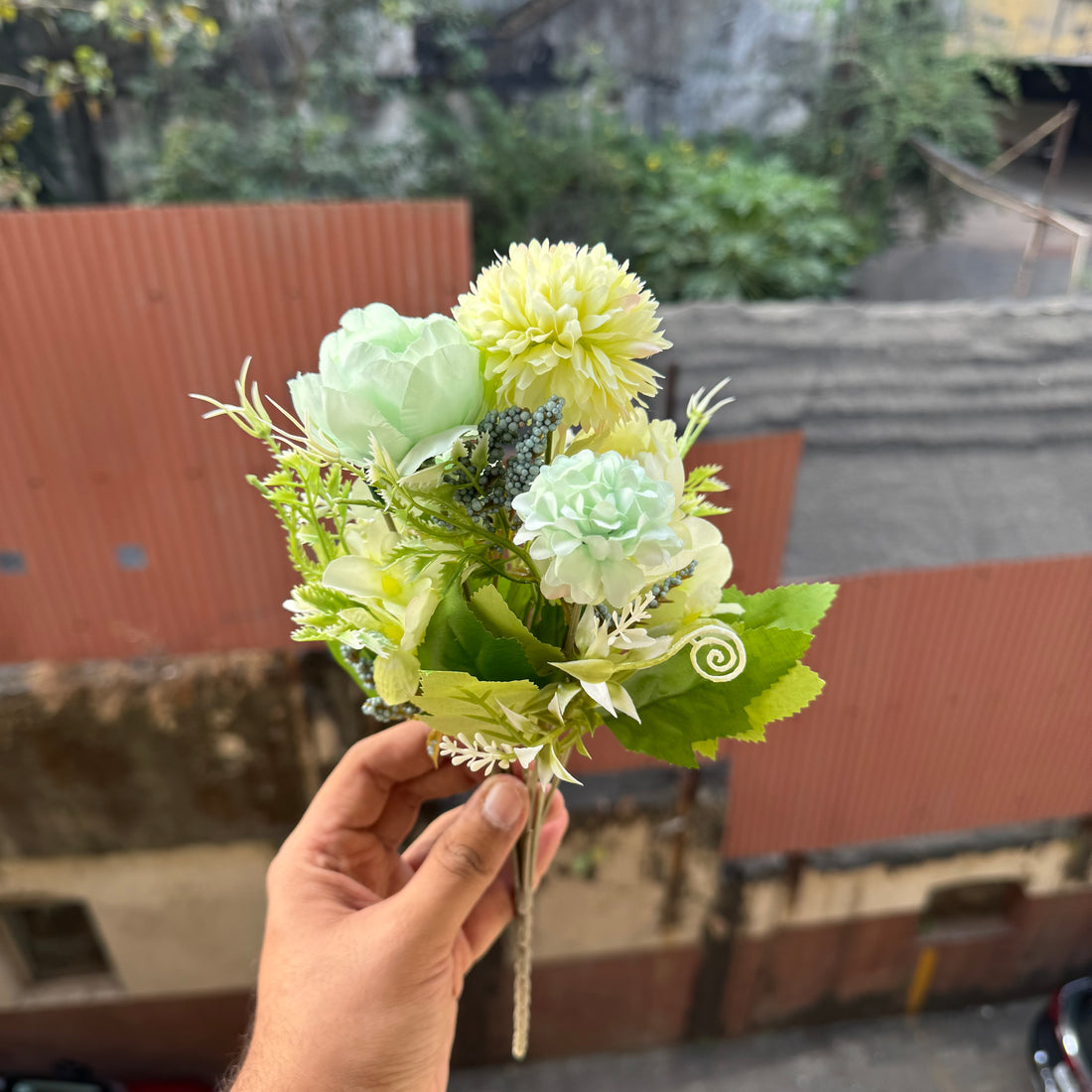 Artificial Flower Bunch With Stem and Leaves (1pc) #460