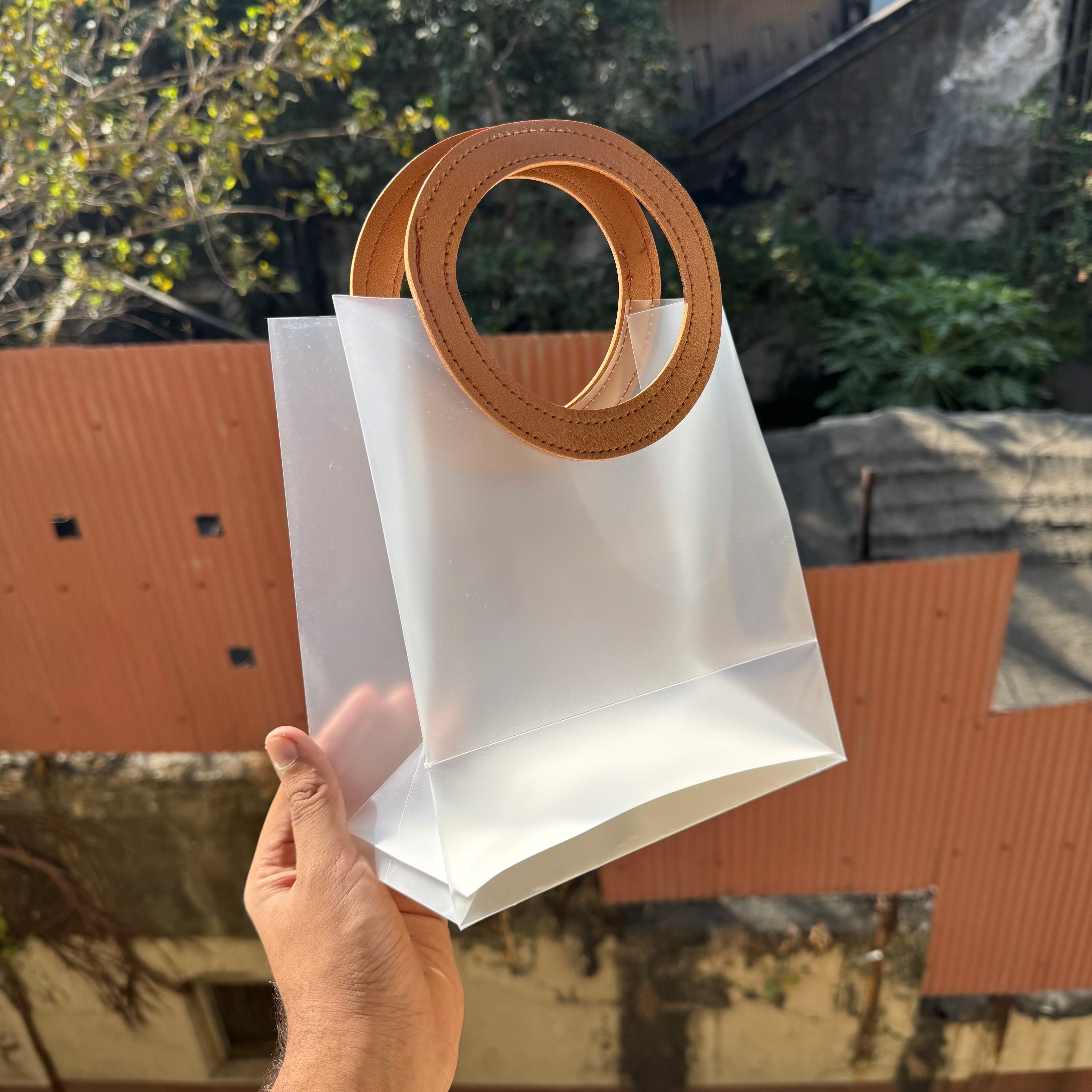 Frosted Bag 8x9inch (10pc) Tan Colour