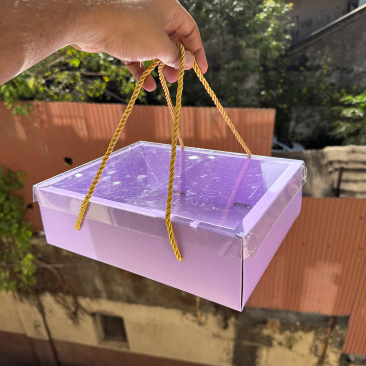Lilac Hamper Box With Transparent Lid And Handle (10pc)