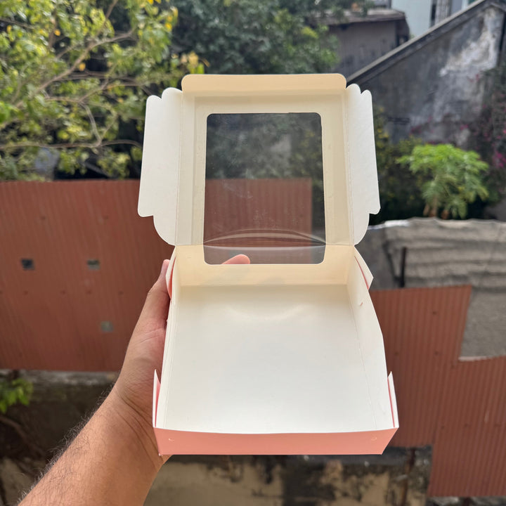 4 Brownie L Shape Window Box Pink (10pc) - Arife.Aesthetics