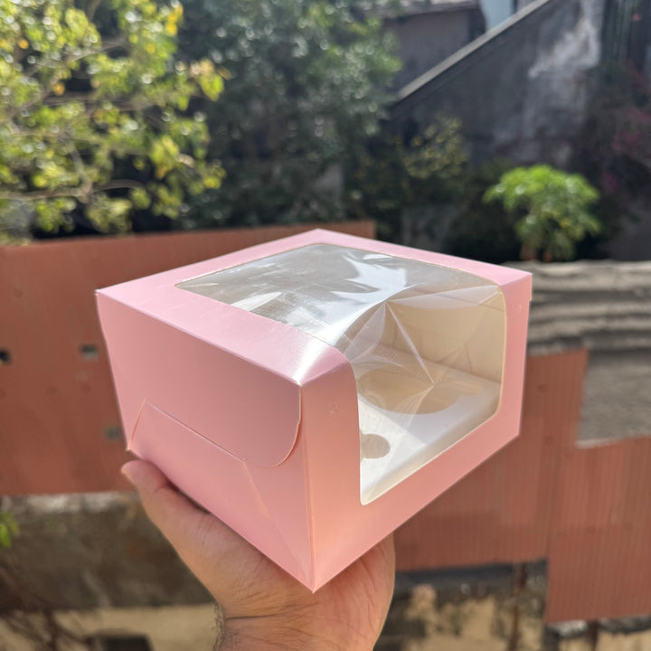 4 Cupcake L Shape Window Box Pink (10pc) - Arife.Aesthetics