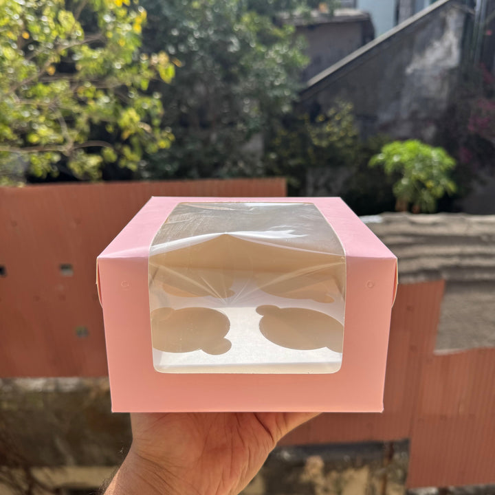 4 Cupcake L Shape Window Box Pink (10pc) - Arife.Aesthetics