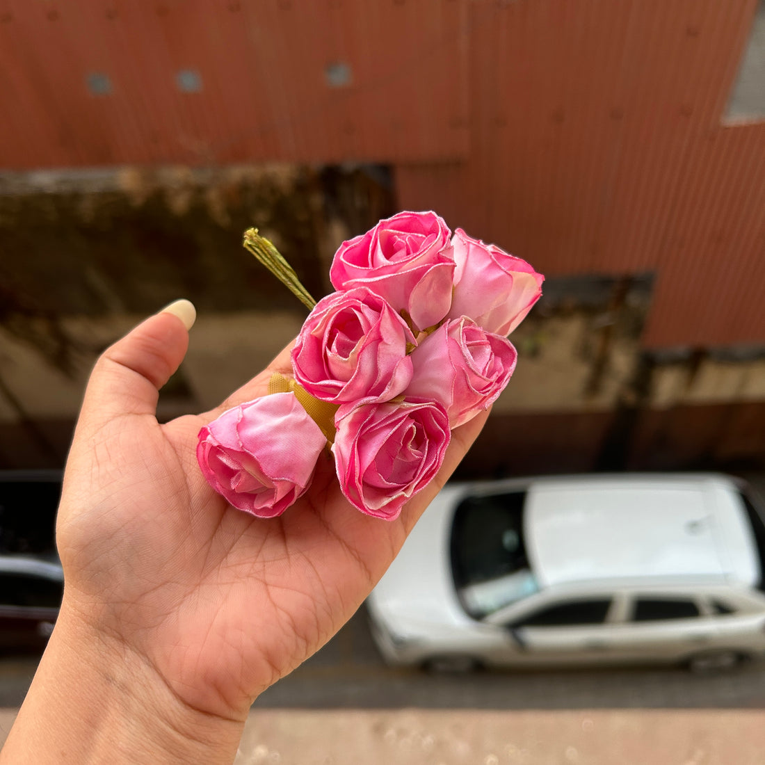 Glitter Dried Rose Flower Bunch (6flowers)