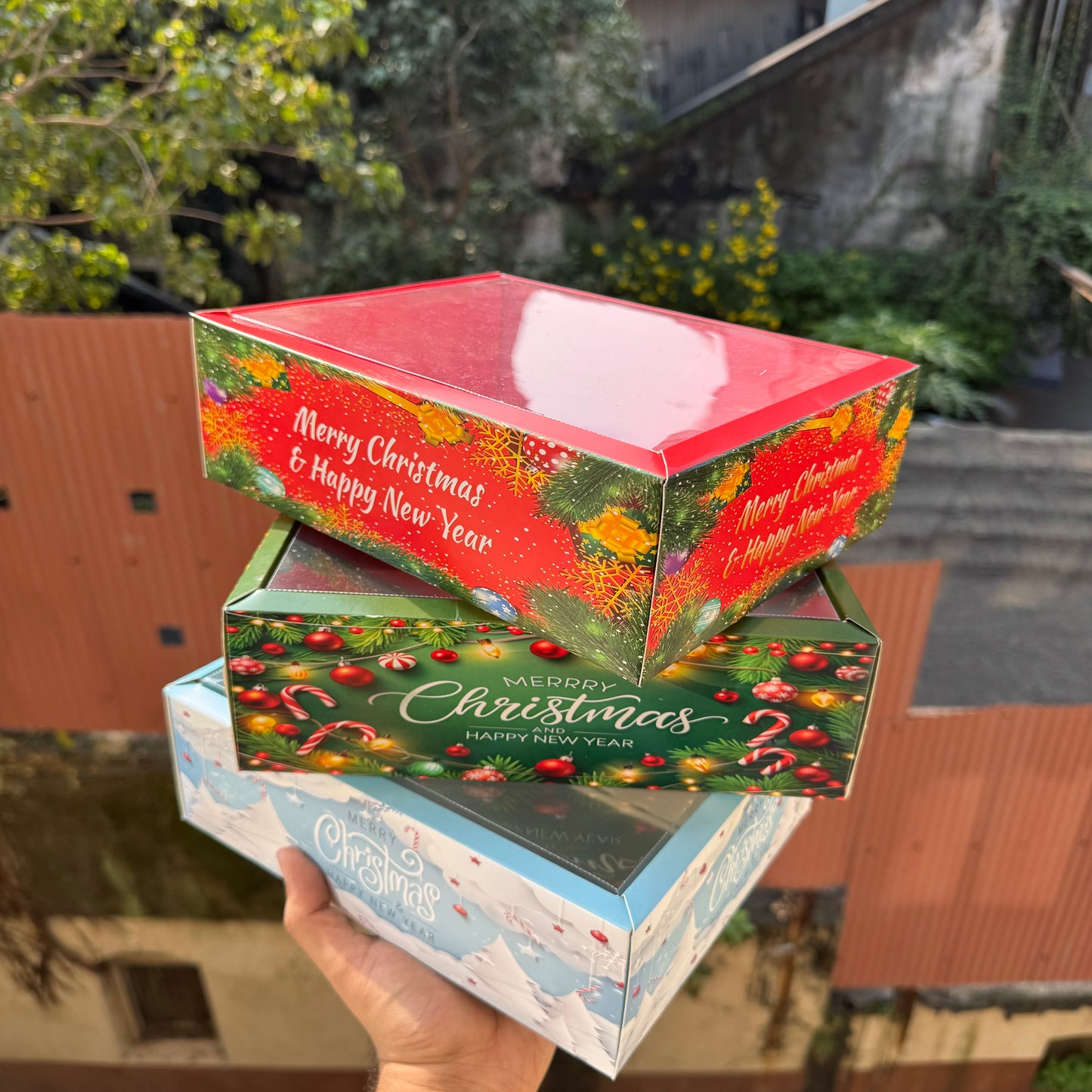 Christmas Hamper Box With Transparent Lid