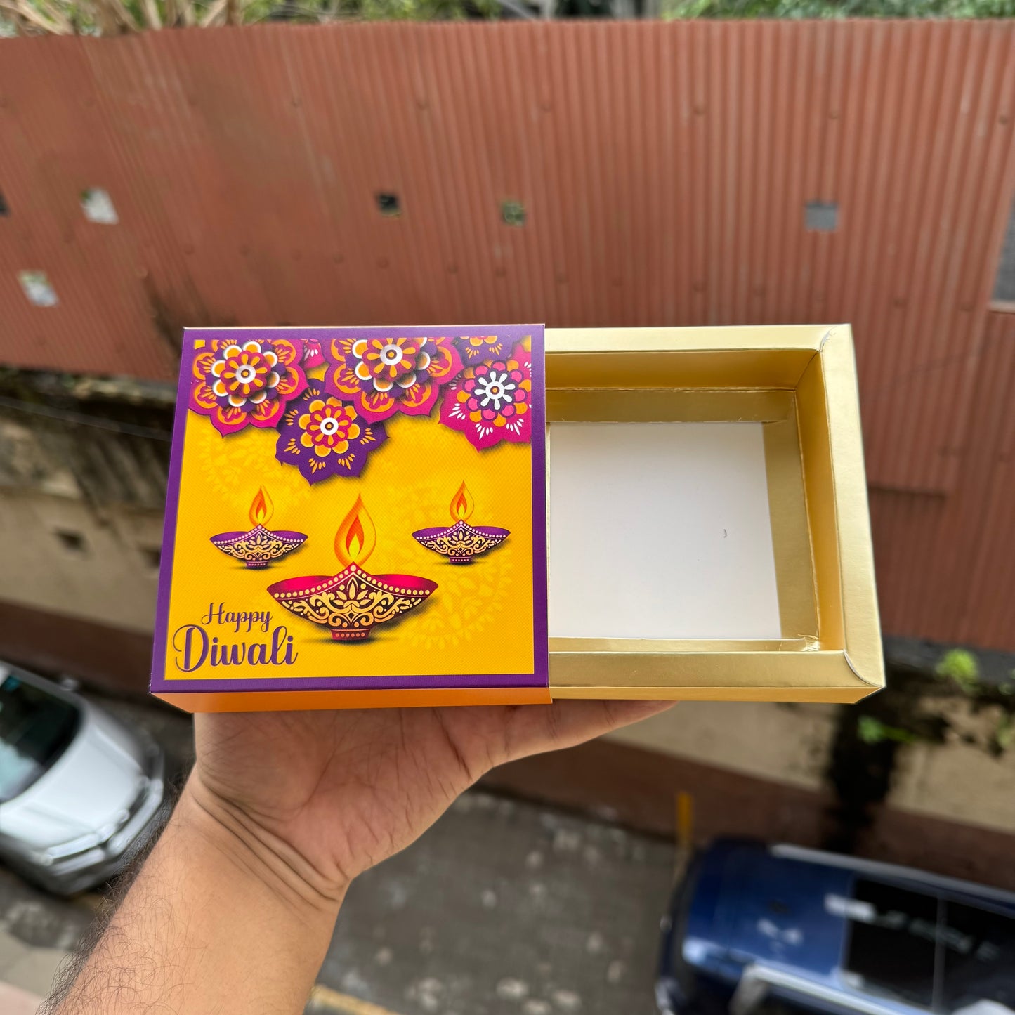 Diwali Slider Box - 4Cavity Size - Use For Brownie / Chocolate / Candle & More (10pc)