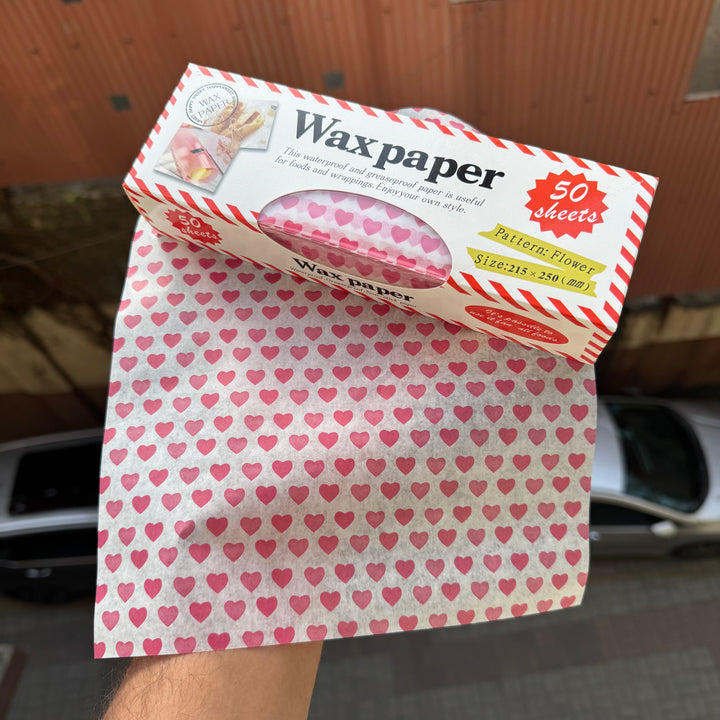 Printed Greaseproof Wax Paper Heart (50 sheets)
