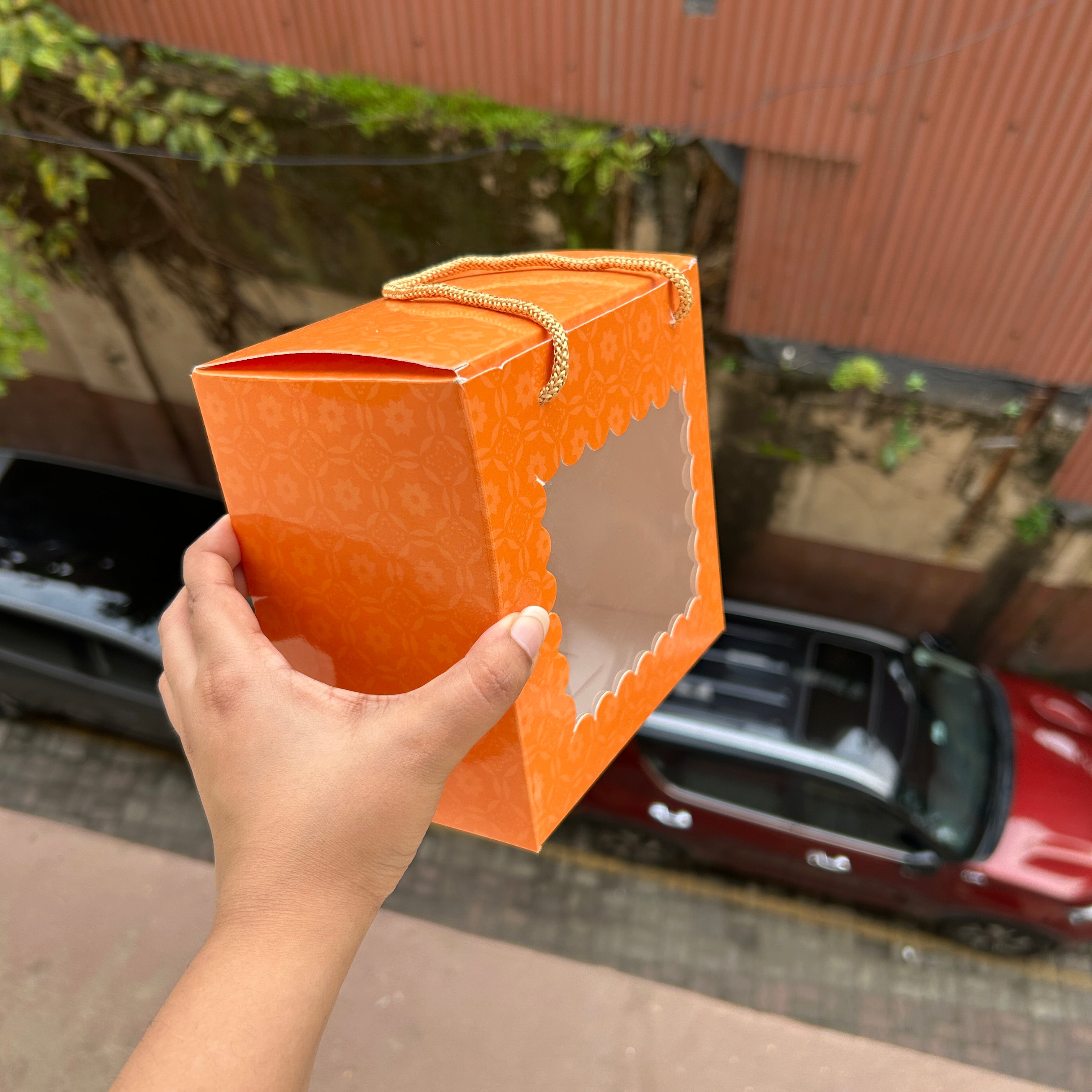 Festive Hamper Bag 6x6x4inch (10pc) | Tangerine