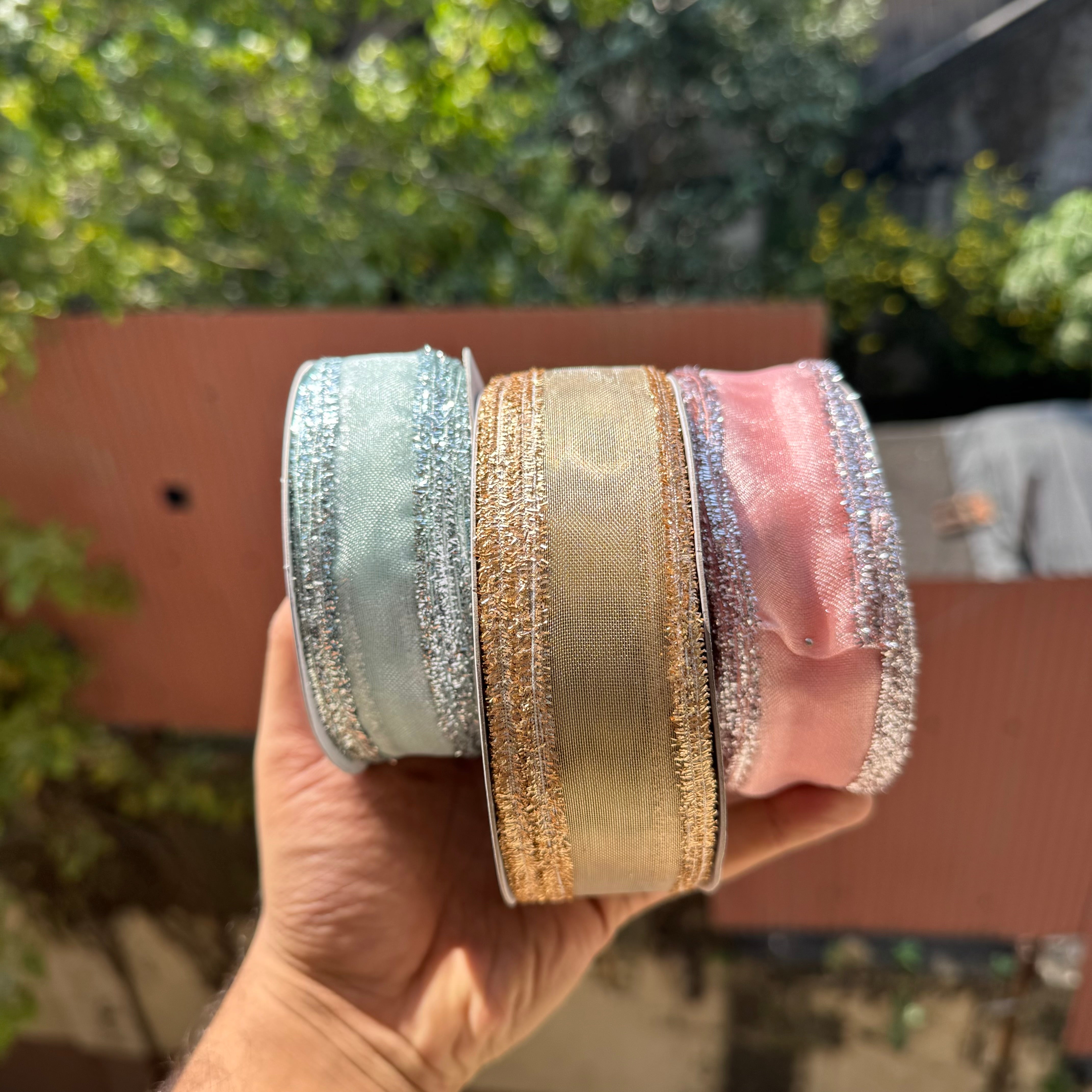 Shimmer Festive Wired Ribbon | Gold | 18meter Roll