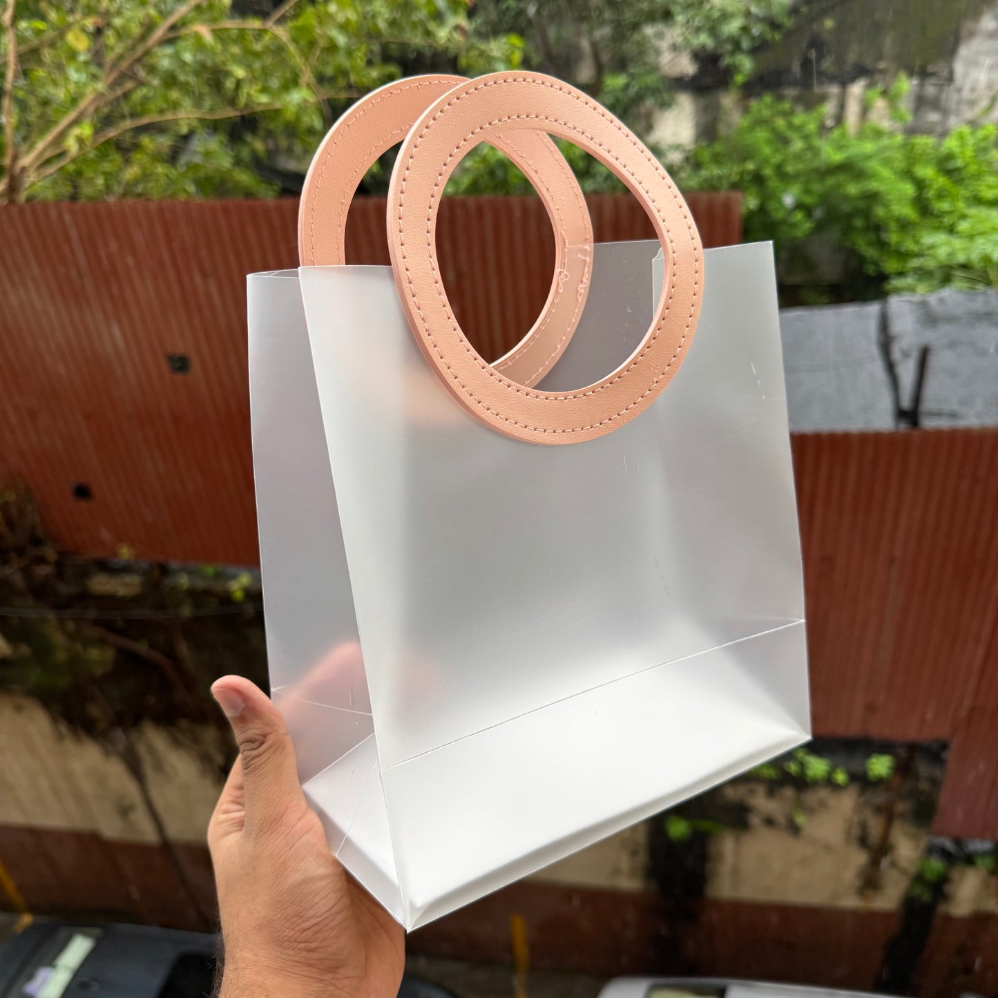 Pvc Frosted Round Bag 8x9 (10pc) Baby Pink