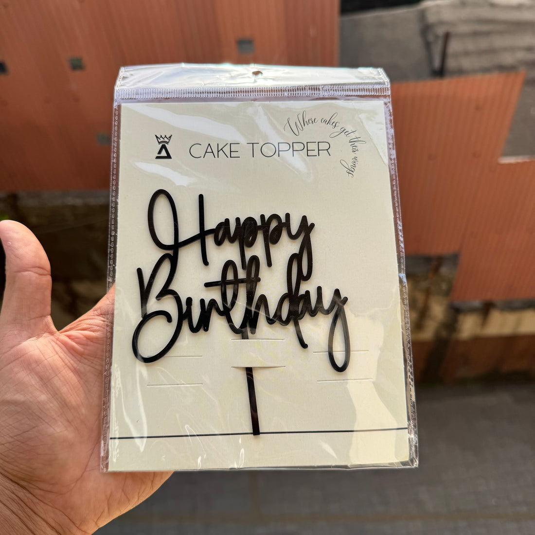 Happy Birthday Black Signature Font Topper (1pc) 5inch