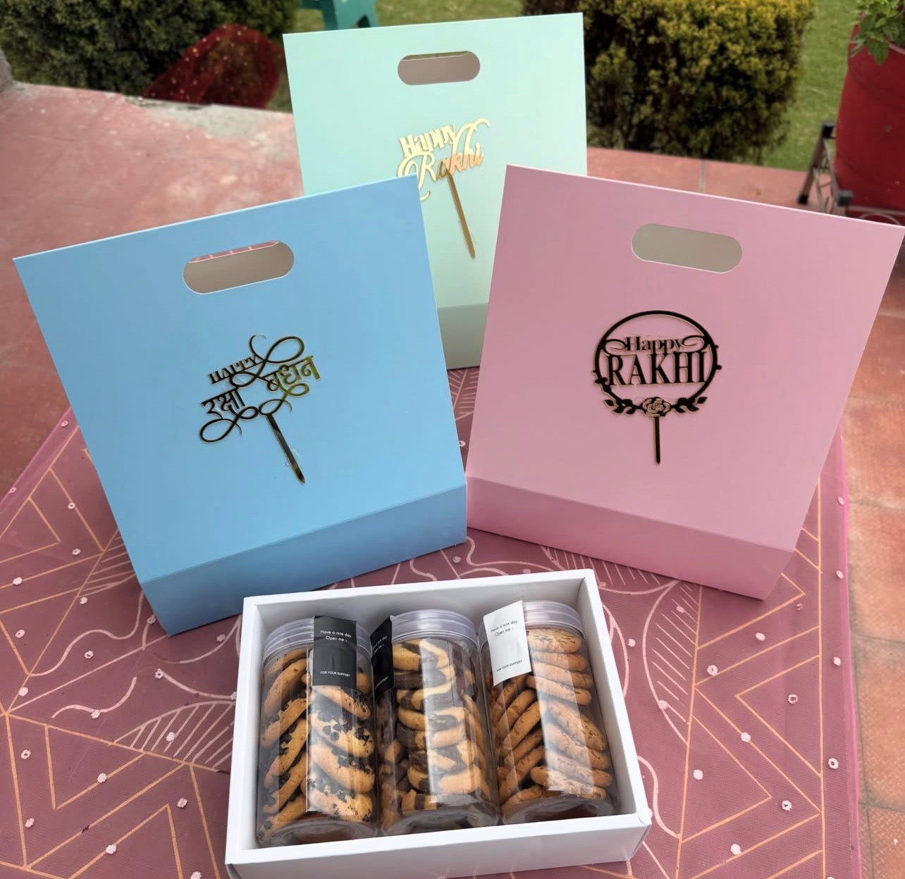 New Stylish Hamper Box With Handle (10pc) Sky Blue