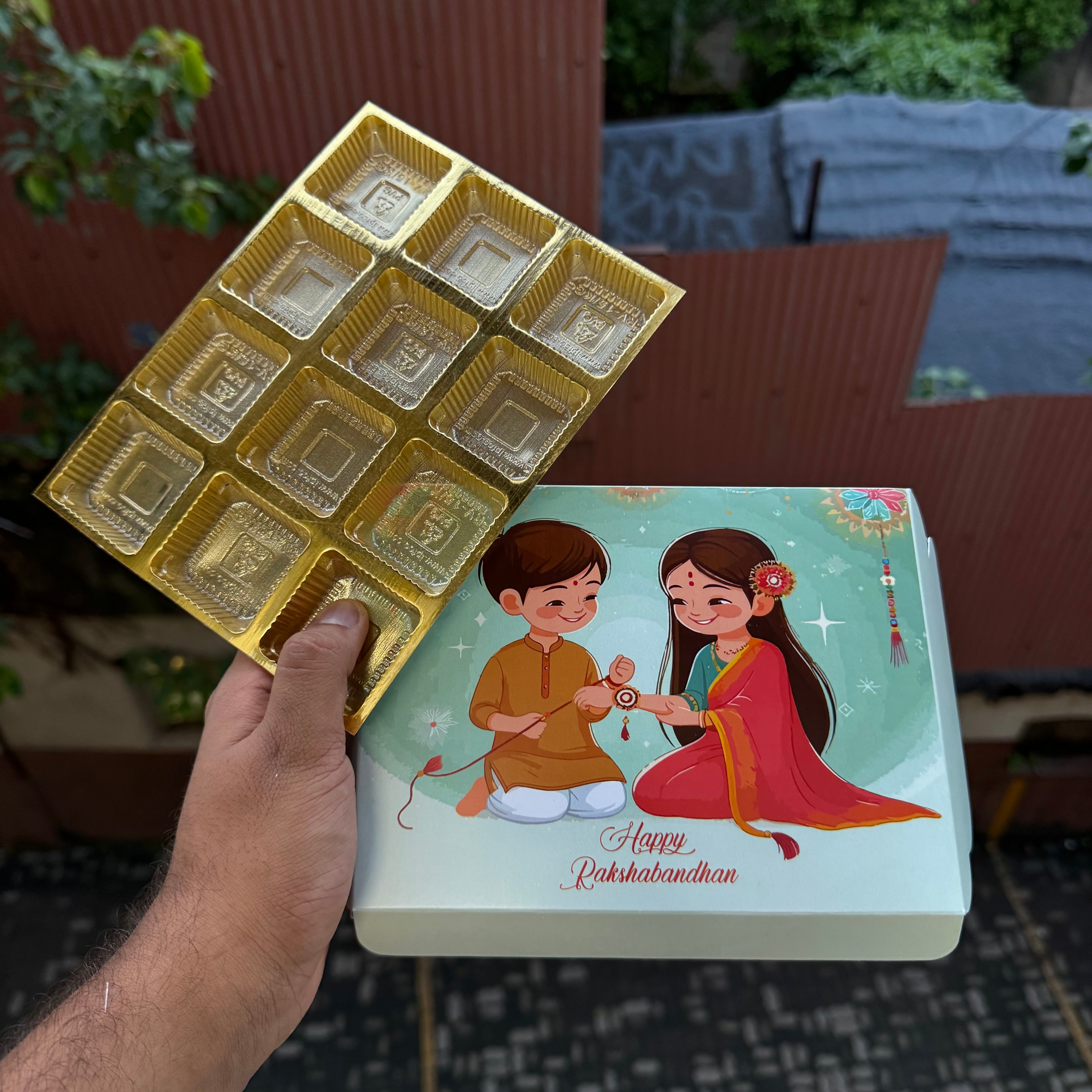 Rakhi 12 Cavity Chocolate Box (With Cavity) - 10 pc Set • 12Cavity Size