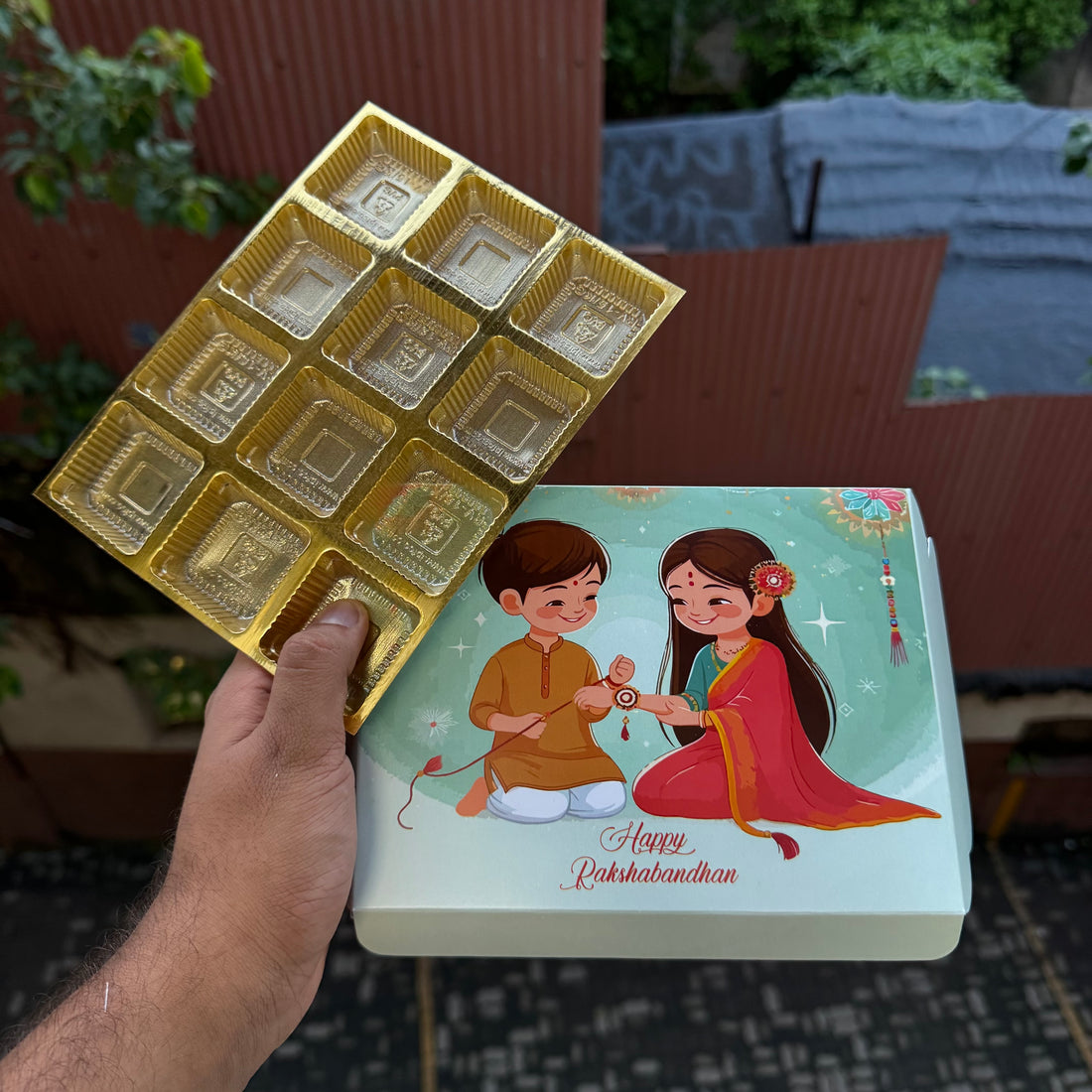 Rakhi 12 Cavity Chocolate Box (With Cavity) - 10 pc Set • 12Cavity Size