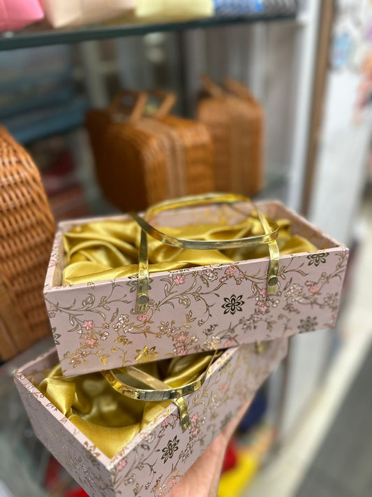 Premium Mdf Jar Bag Blush Pink with Gold Detailing