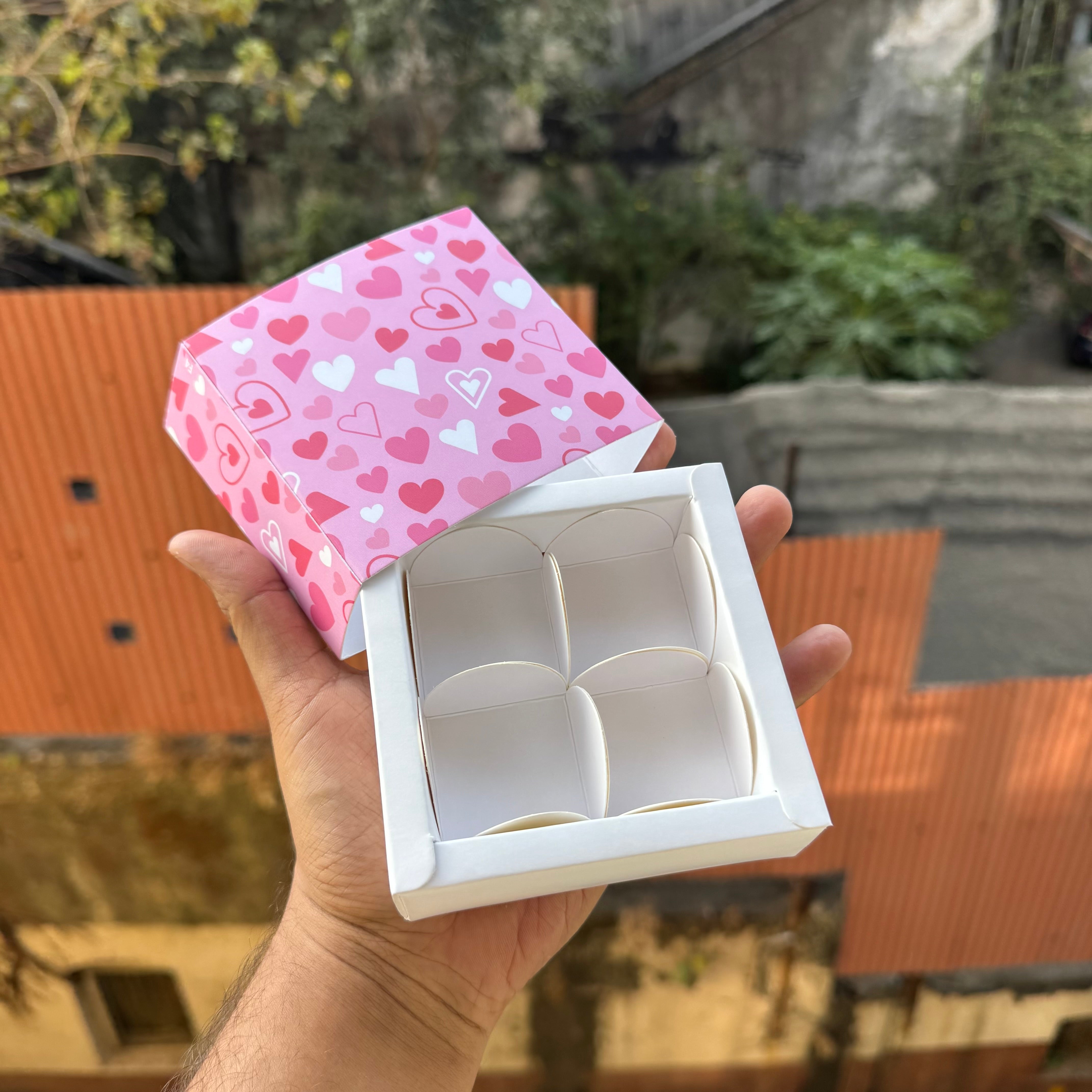 Valentine Premium Cavity Box For 4 Brownie / Candle and more (10pc)