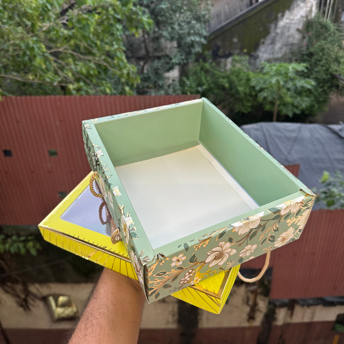 Tyohar Collection Green Top Bottom Hamper Box (10 pc)