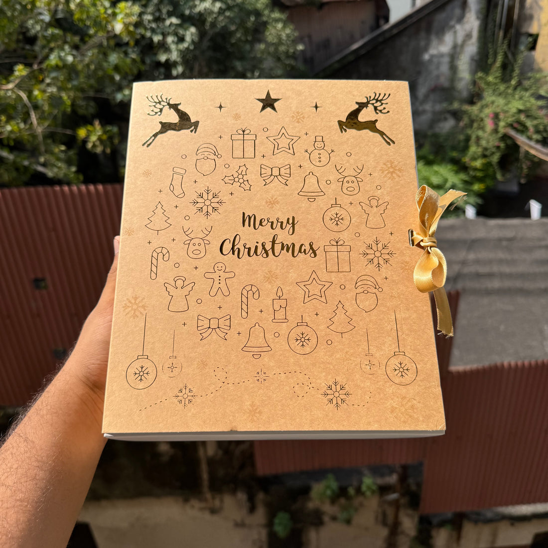 Merry Christmas Foil Hamper Box 1pc