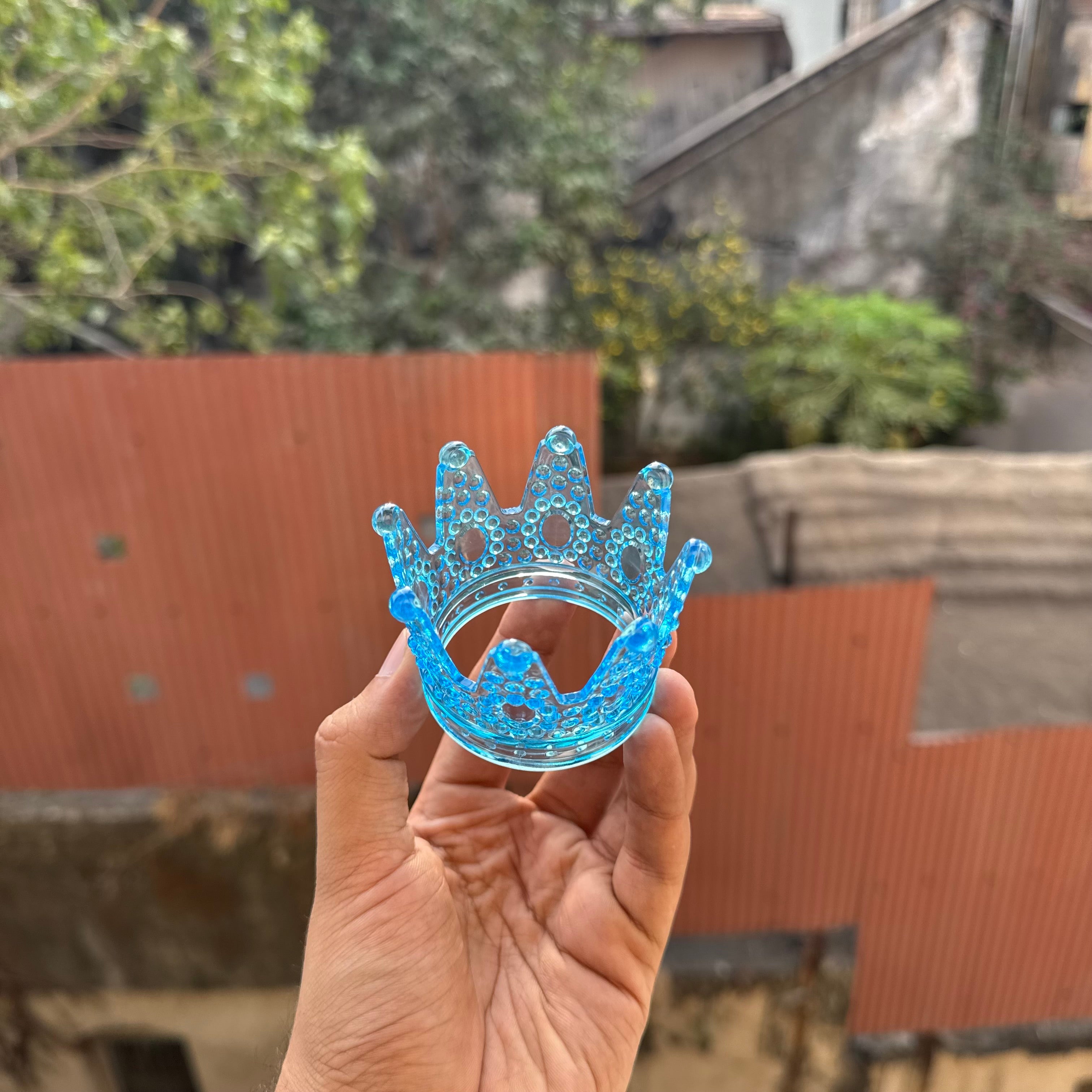 Crystal Crown Cake Topper – Blue