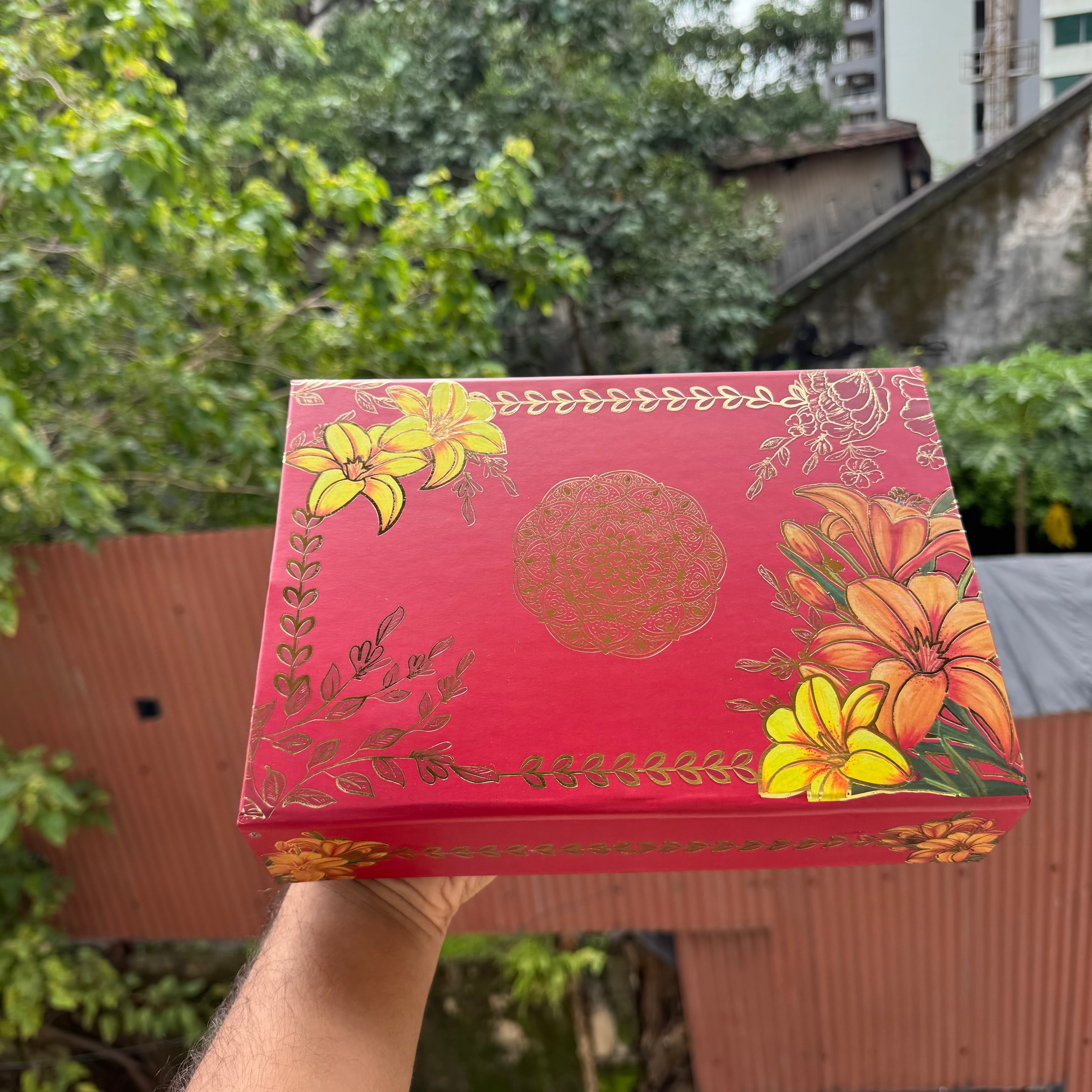Premium Rigid Mithai / Hamper Box | Collapsible (1pc) ~ Red