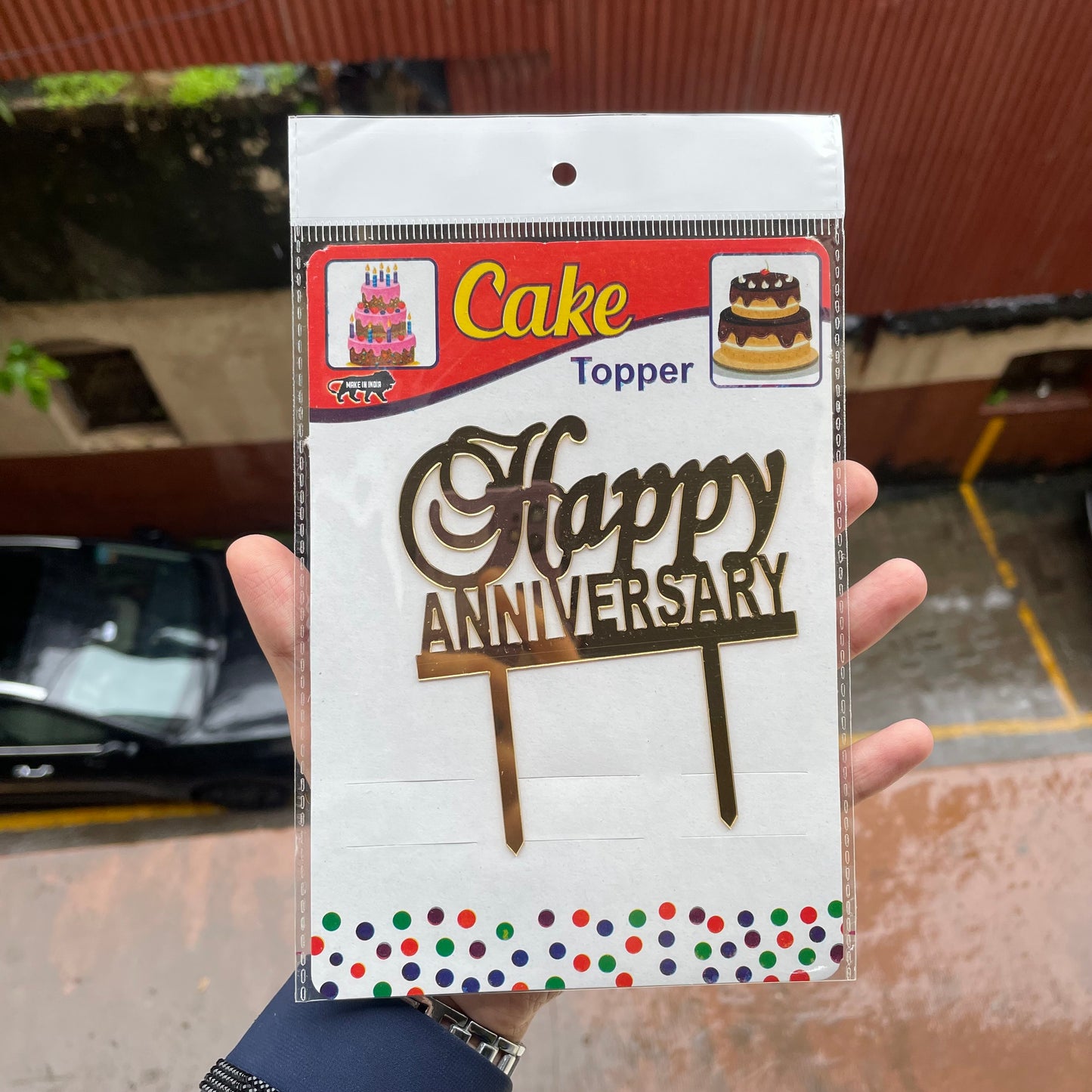 Gold Happy Anniversary Topper