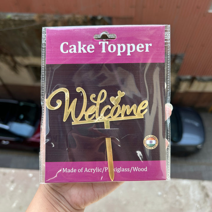 Welcome 4” Acrylic Cake Topper