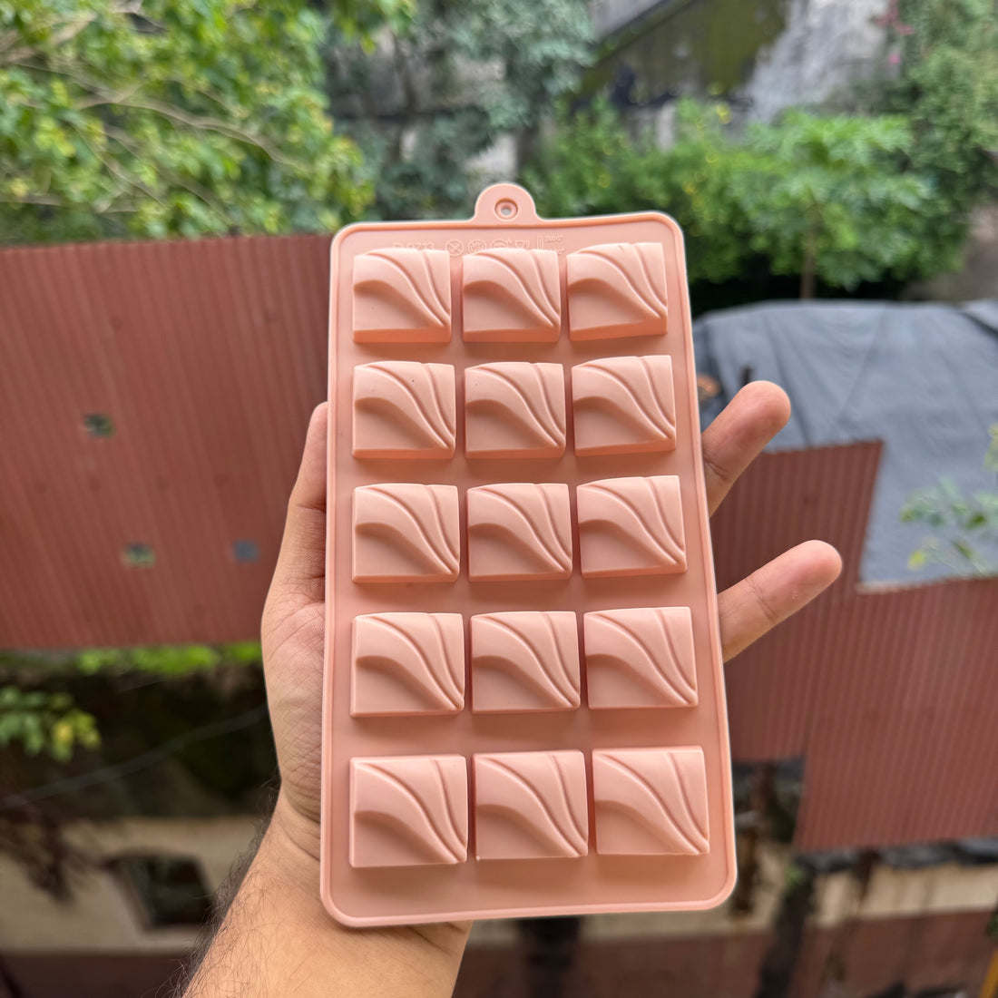 Square Designer Chocolate Silicon Mould Pink