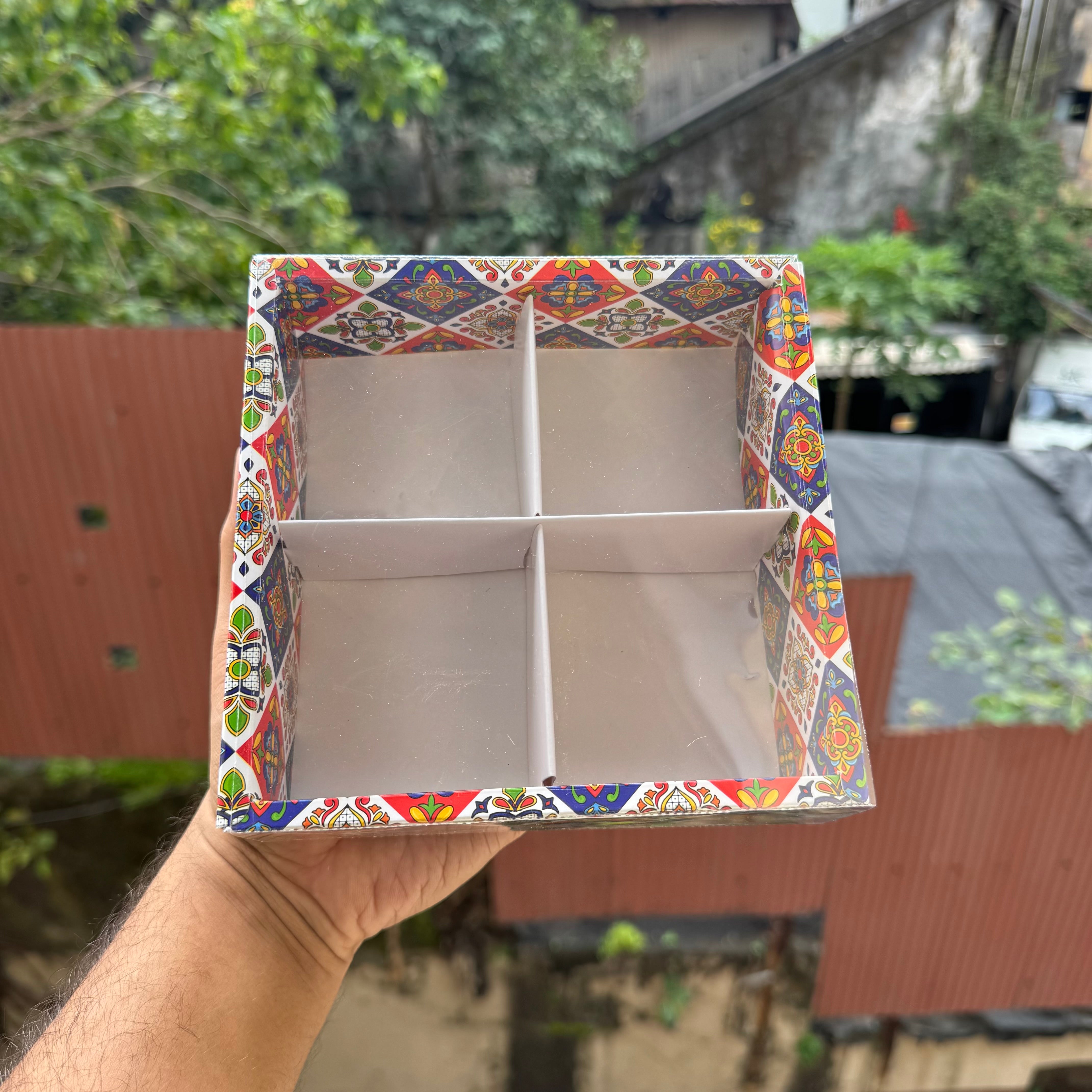 Diwali Four Brownie Partition Box (10pc) ~ Utsav Collection