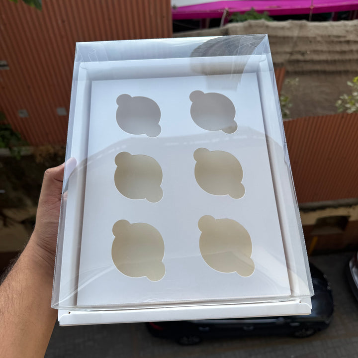 6 Cupcake Display Hamper Box White (5pc) #New