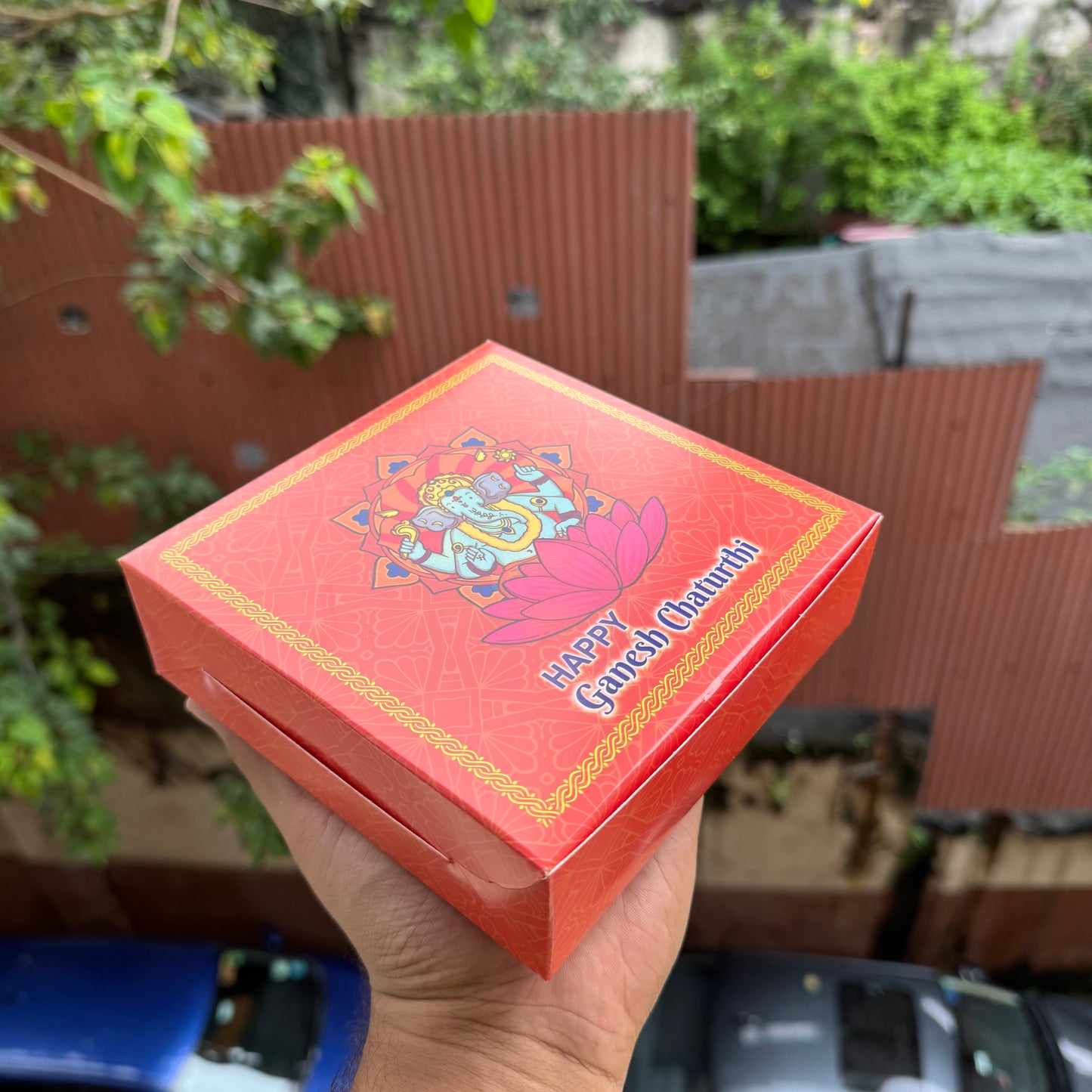 9 Modak Box For Ganesh Chaturthi (10pc) with gold cavity
