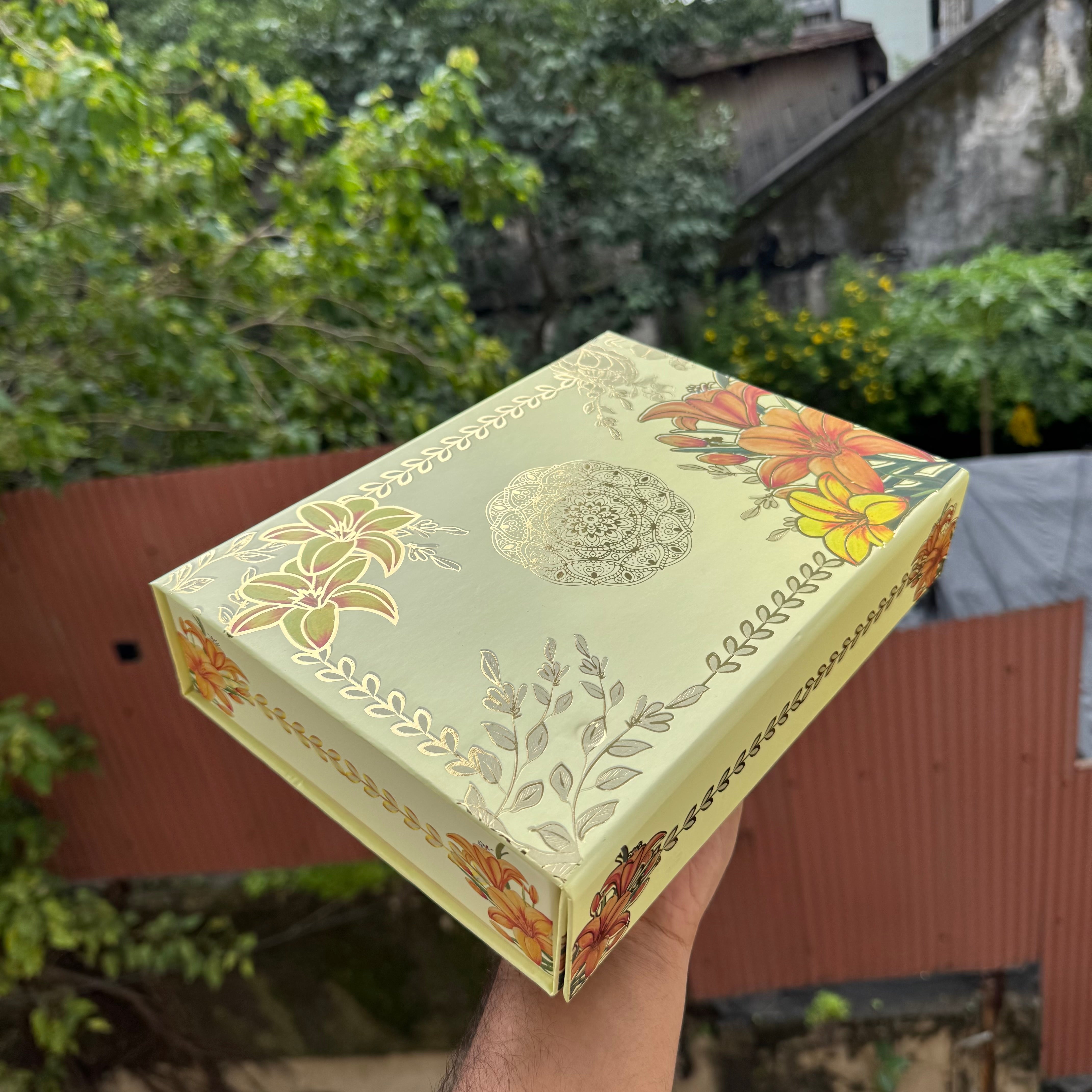 Premium Rigid Mithai / Hamper Box | Collapsible (1pc) ~ Light Yellow