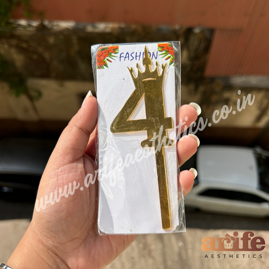 Acrylic Gold Number Topper No. 4