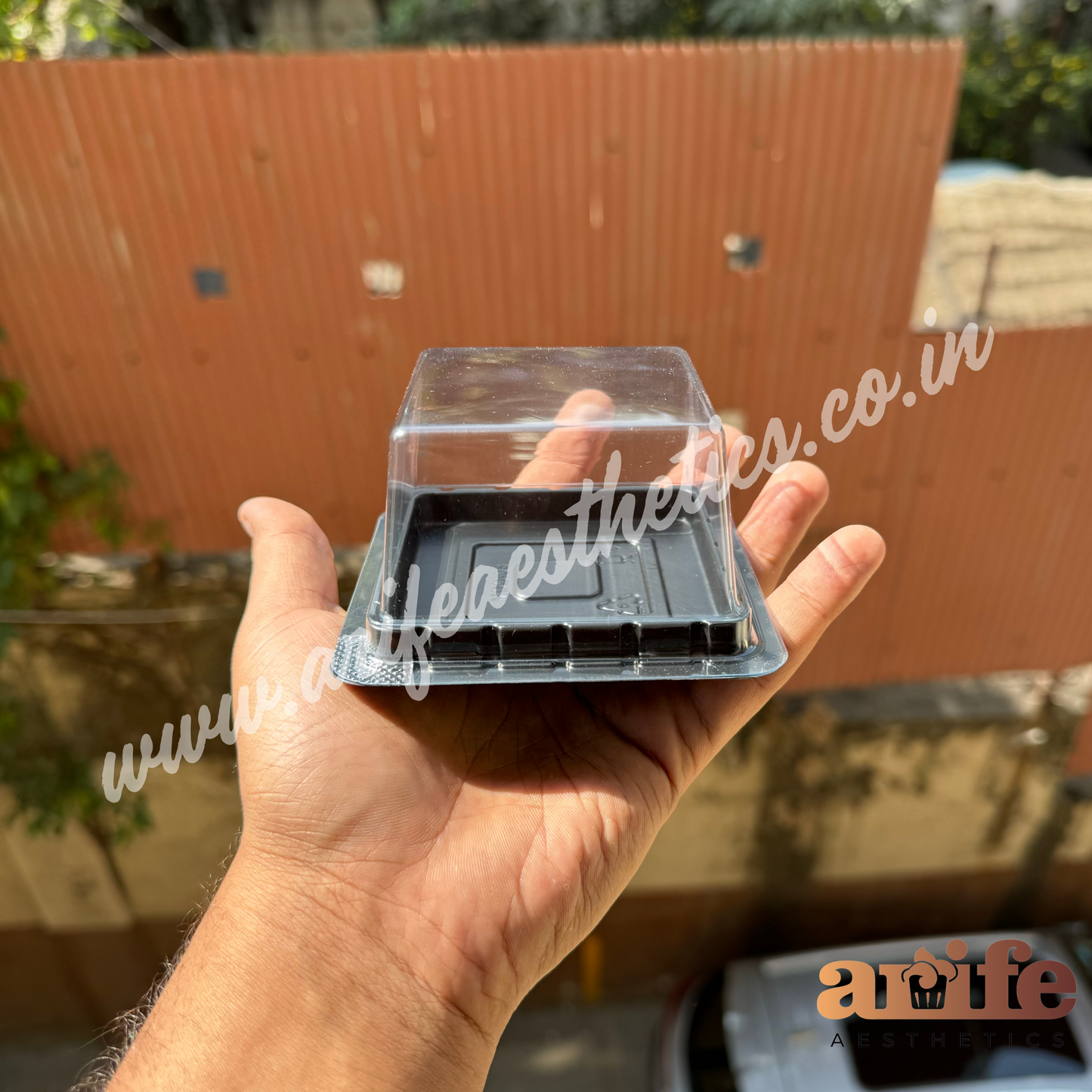 Square Pastry Pvc Black Container 10pcs