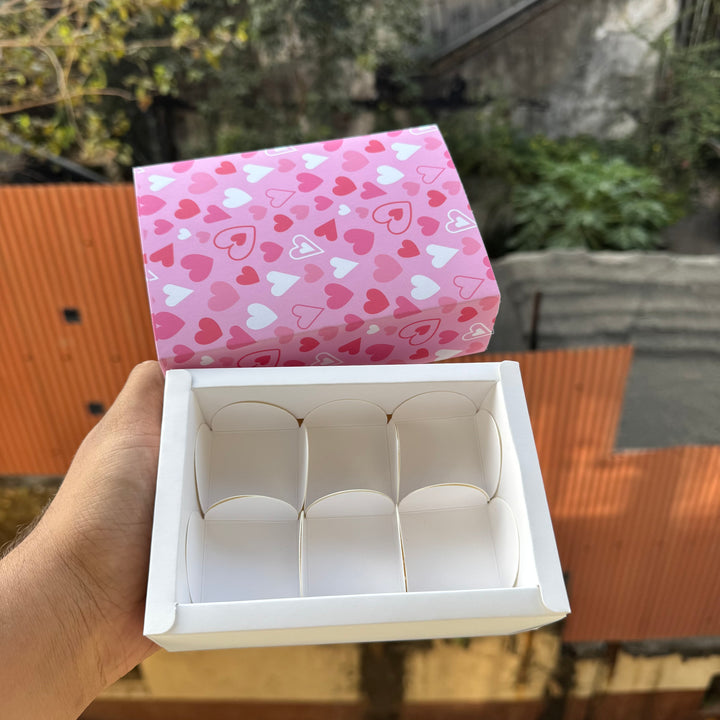 Valentine Premium 6 Cavity Box Mini Brownies , Candles , Macaroon and more (10pc)