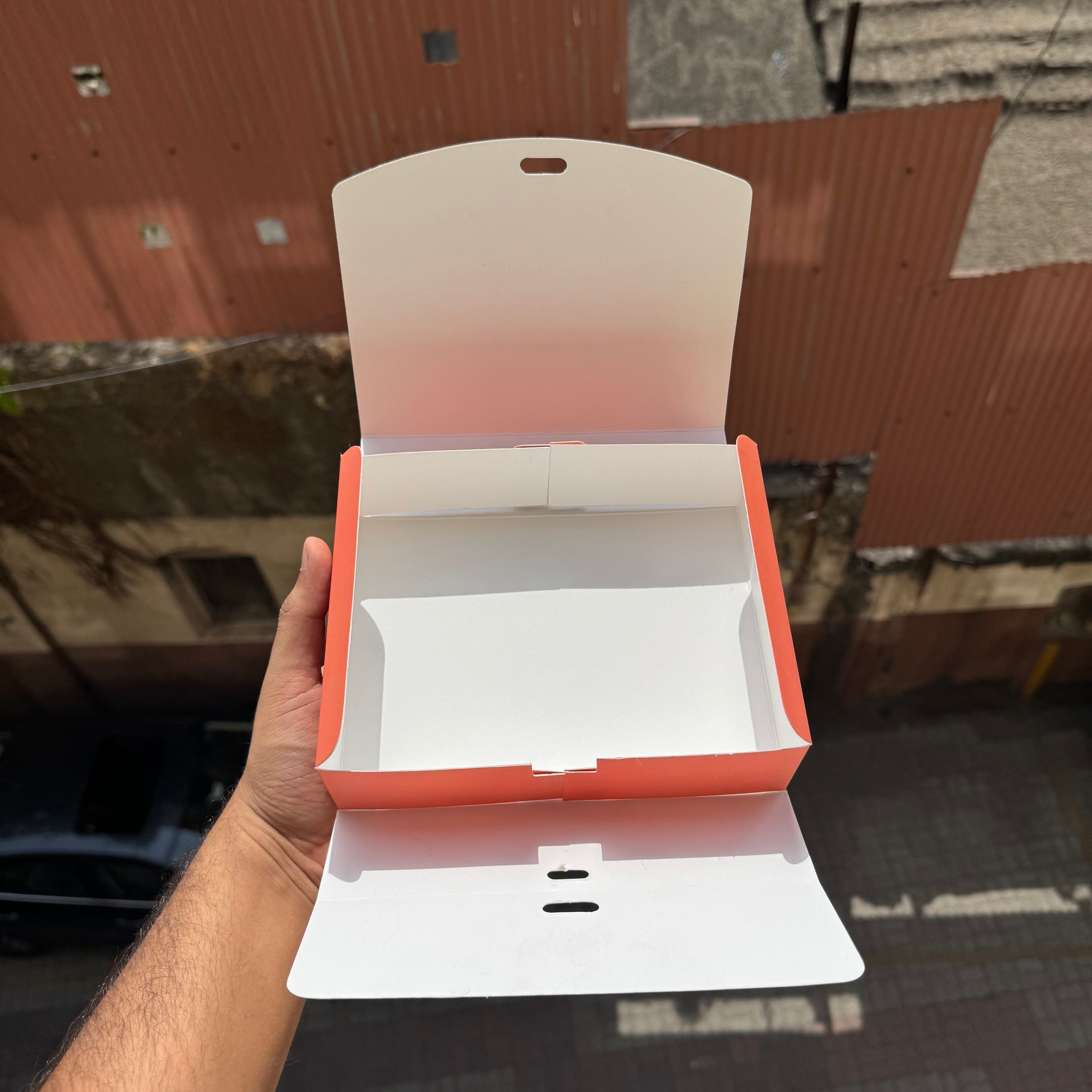 Rakhi Hamper Box With Ribbon - 7.5 by 6 by 2” • BK-95 Peach