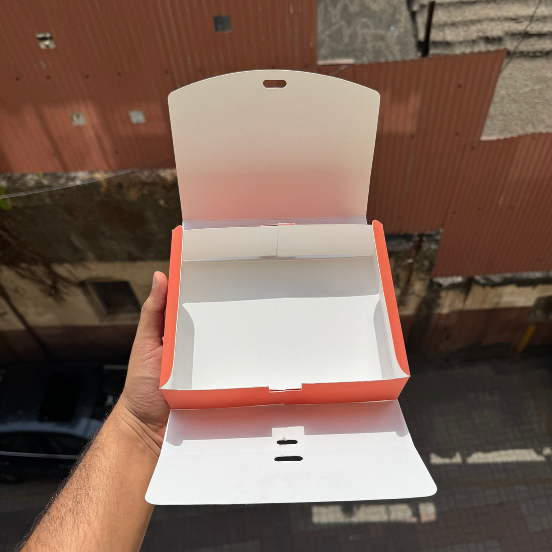 Rakhi Hamper Box With Ribbon - 7.5 by 6 by 2” • BK-95 Peach