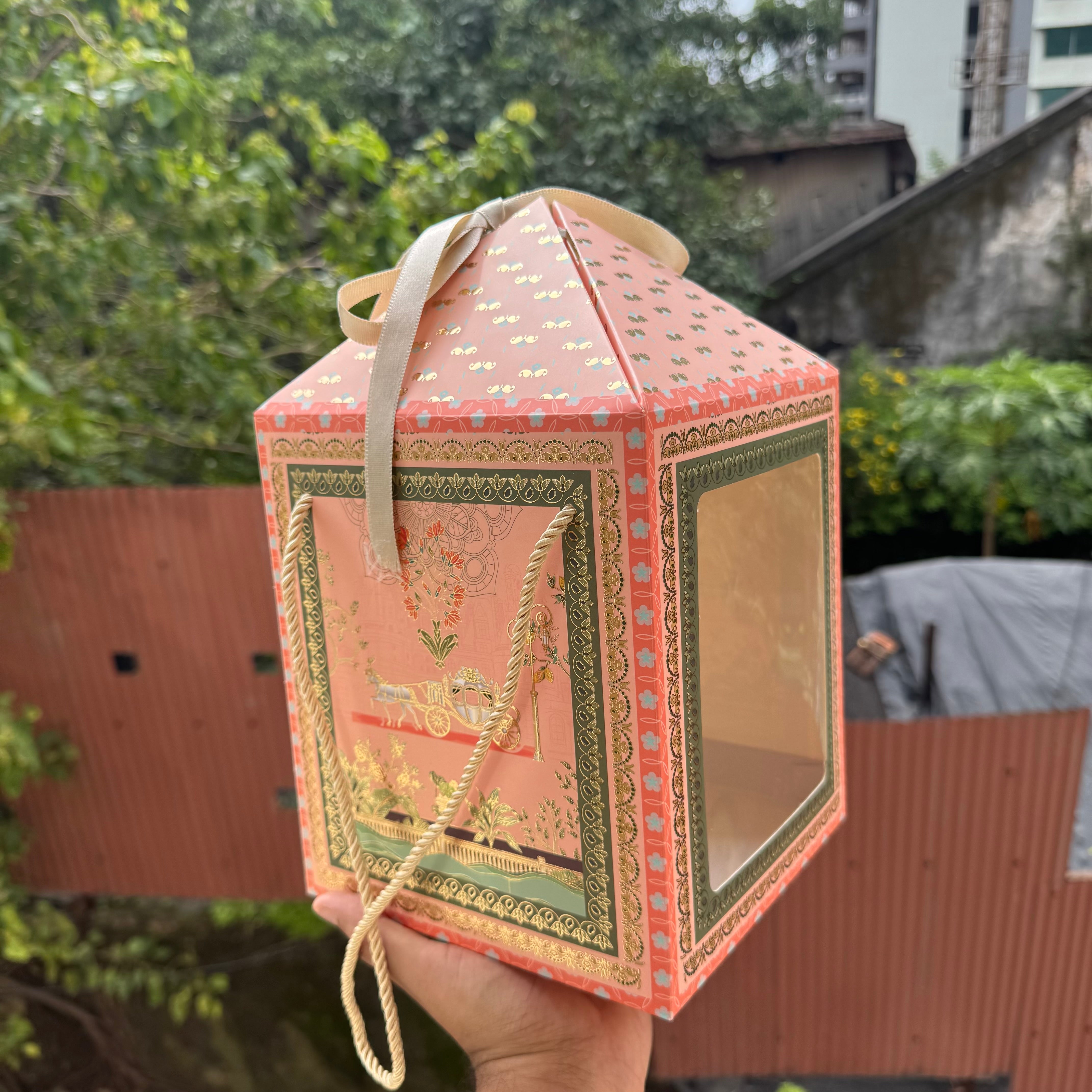 Shahi Tall Hamper Box With String (10pc) ~ Coral Peach