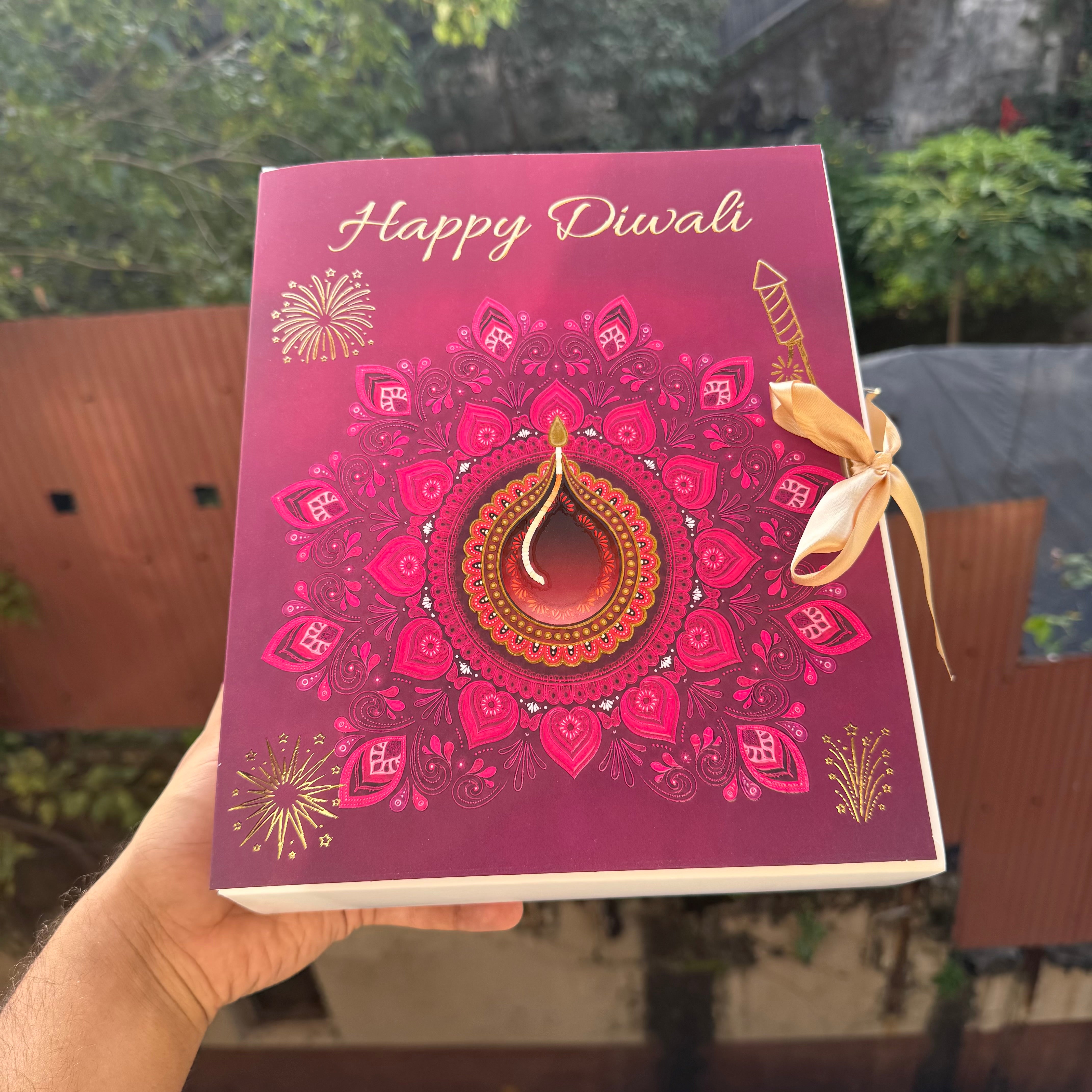 Diwali Foiled Premium Hamper Box with Ribbon 10pc | #C