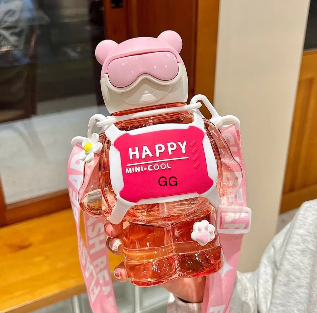 Happy Bear Sipper Pink