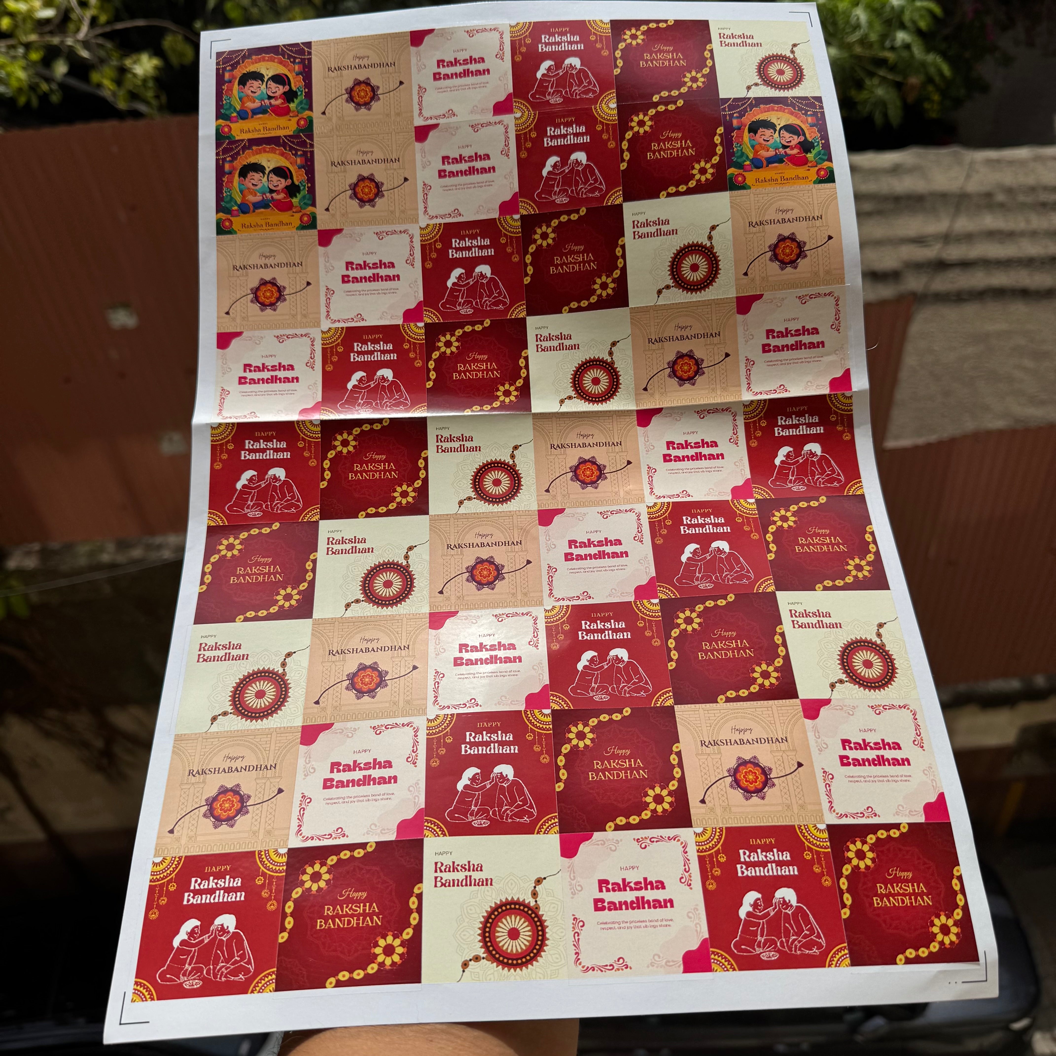 Rakhi Sticker Sheet Square (54 stickers)