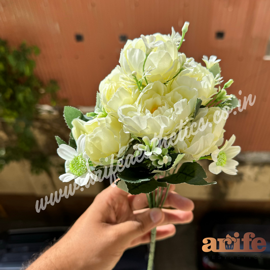 Off White ABCD Artificial Flower Bunch