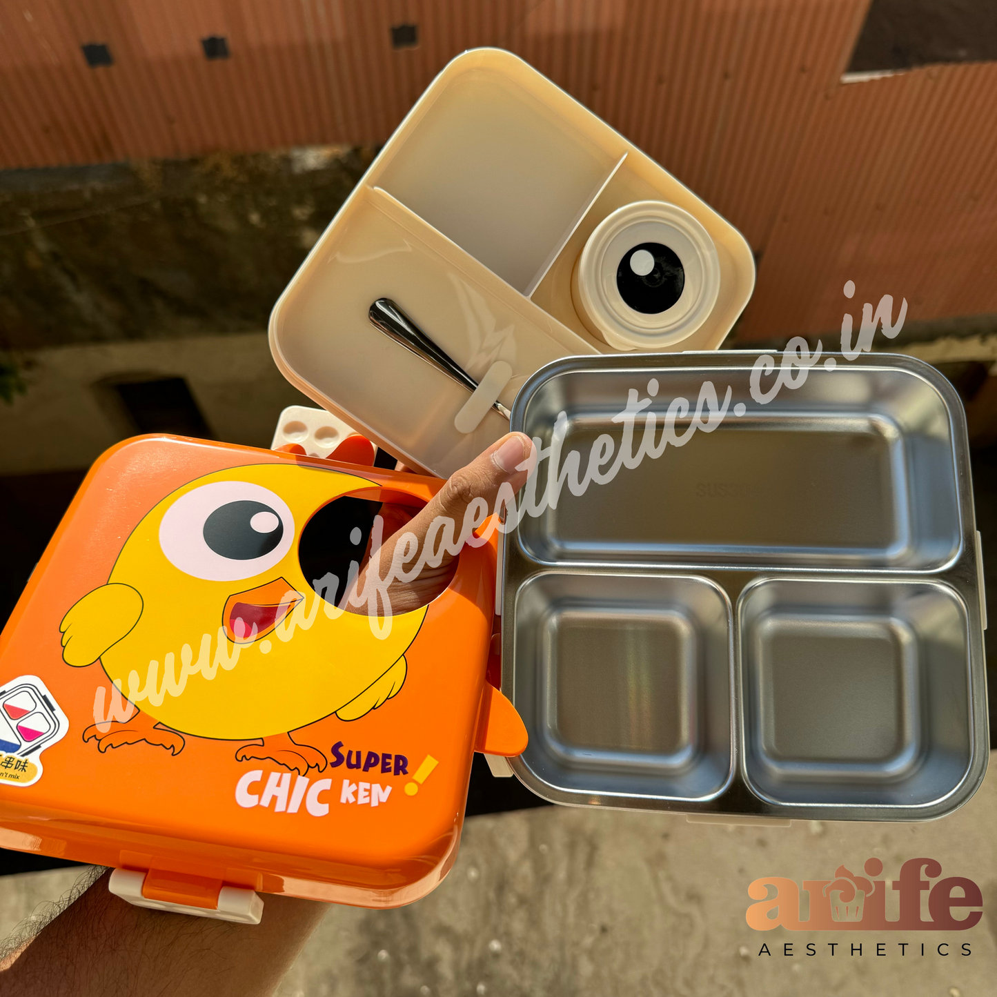 Super Chick Double Decker Stainless Steel Lunch Box