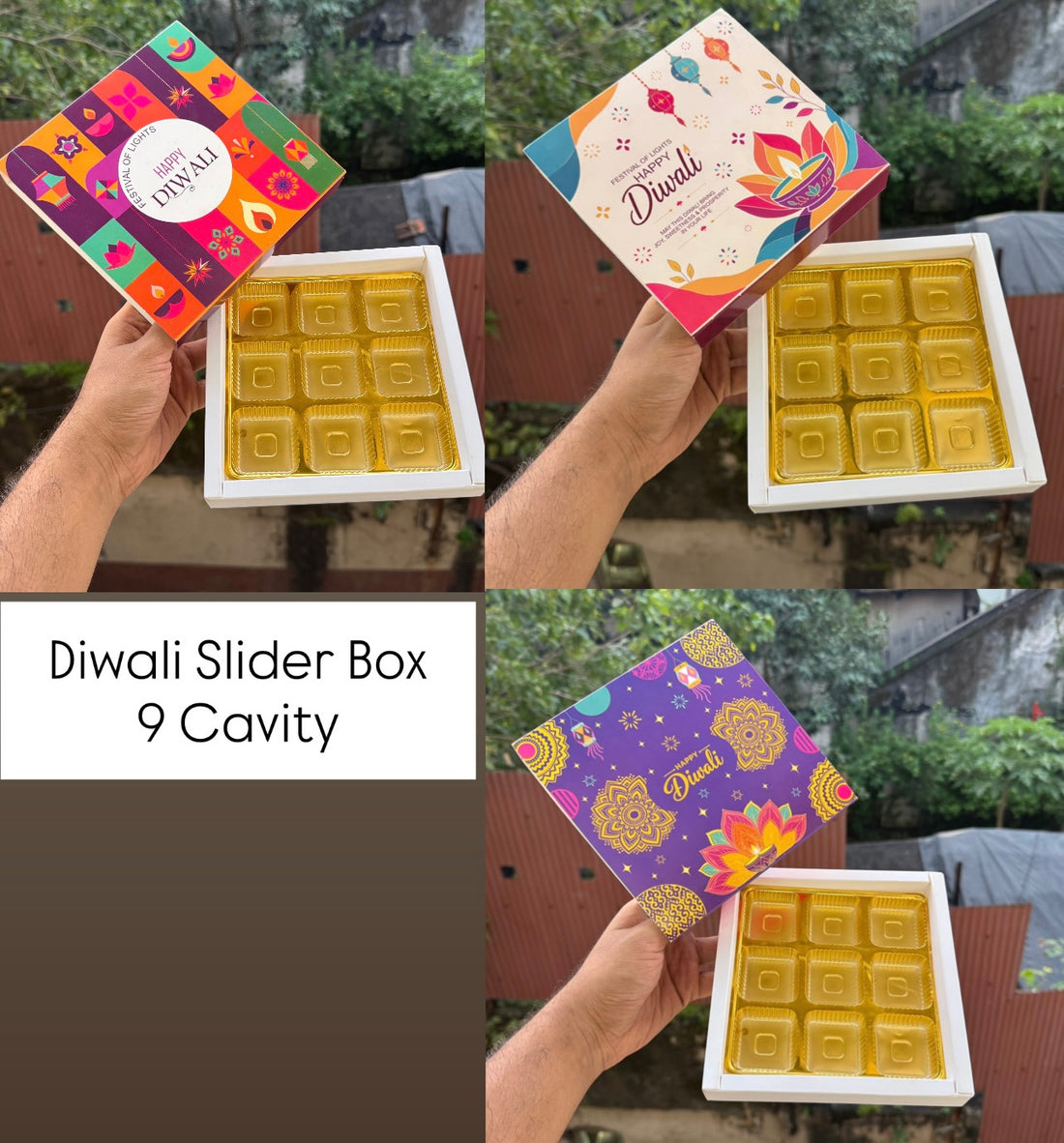 Diwali Slider Box (10pc) || 9 Cavity Size ~ Print B